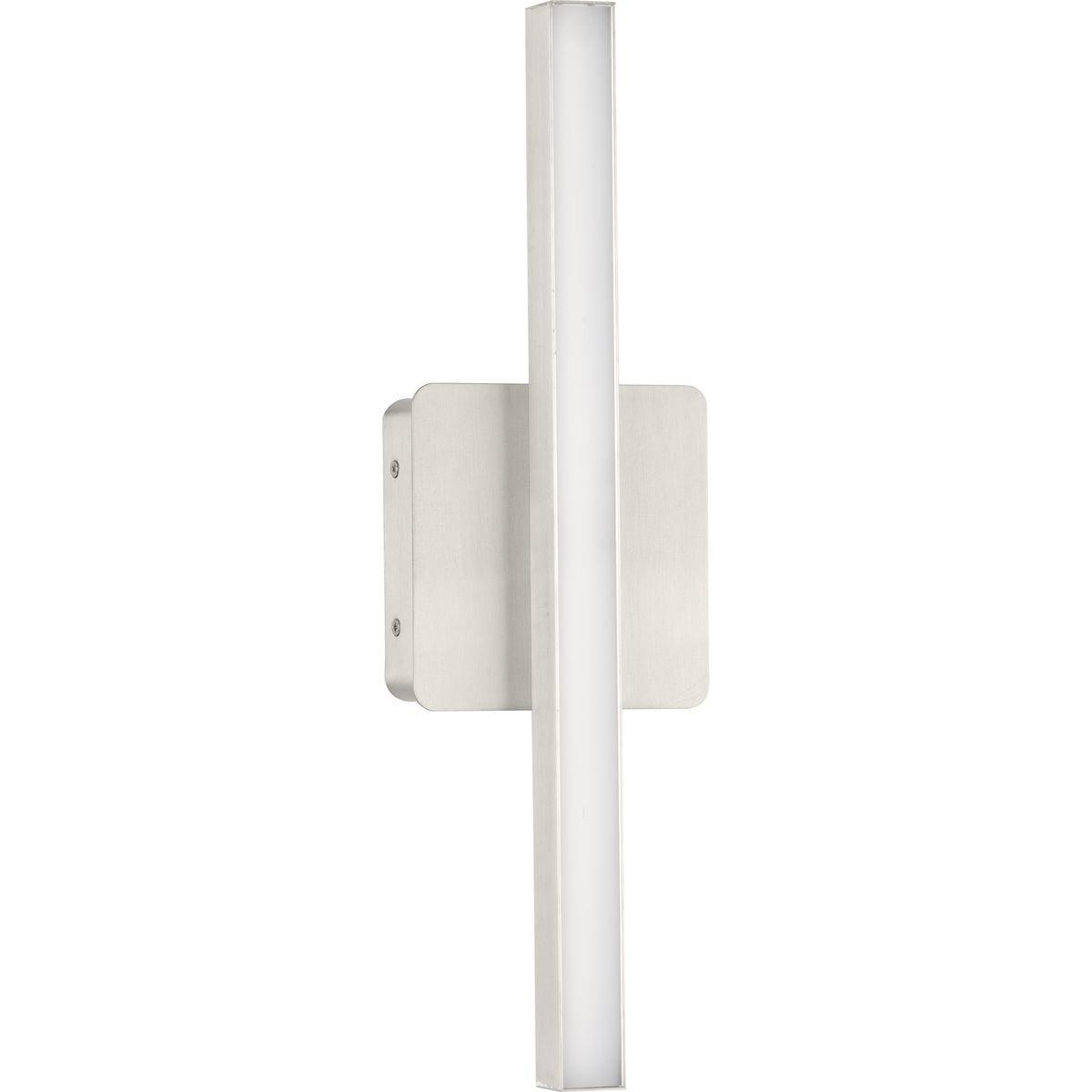 Progress Lighting Phase 4 1-Light LED Linear Vanity Light, Brushed Nickel, Rectangular Acrylic Shade