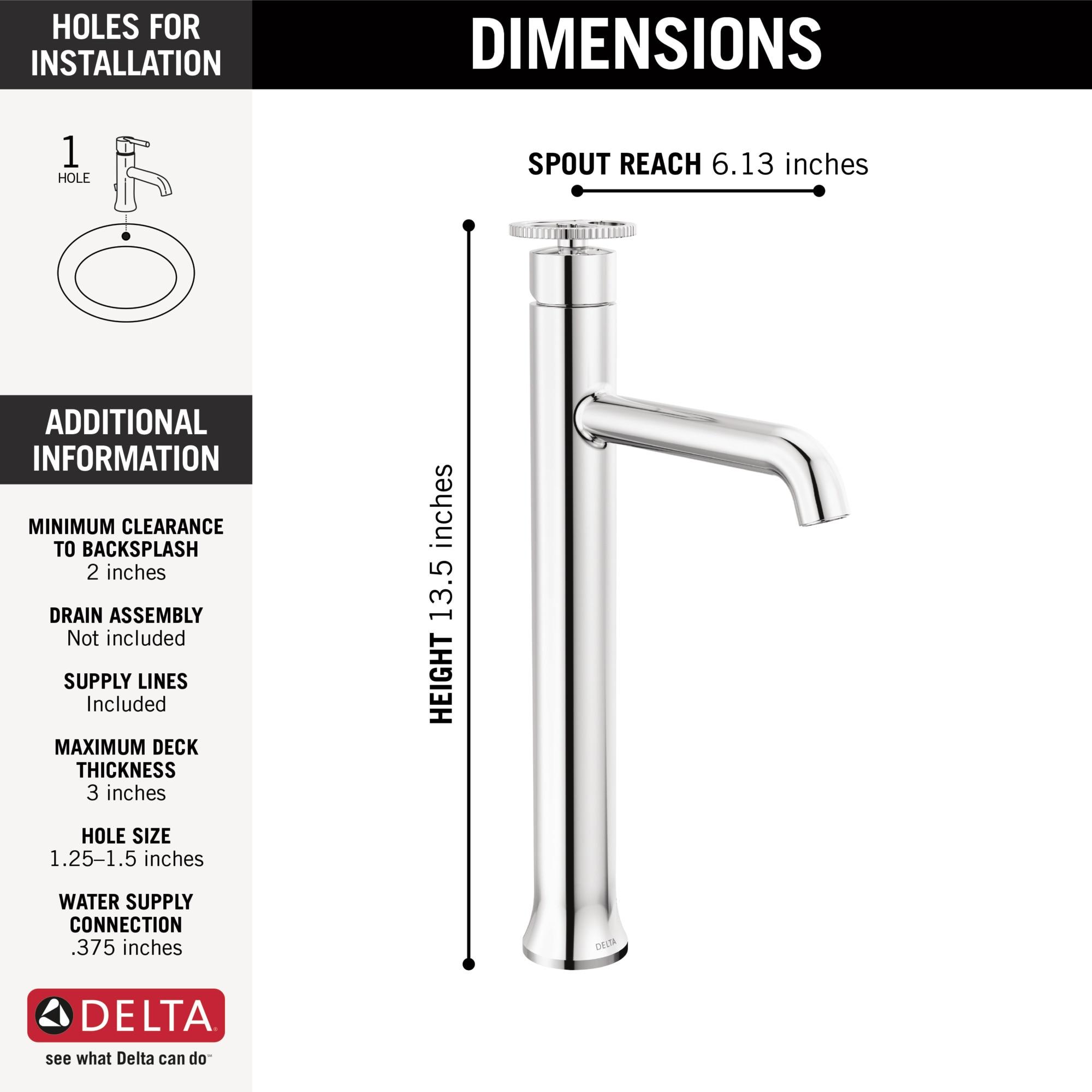 Trinsic Single Hole Vessel Bathroom Faucet with Wheel Handle, Single Handle Bathroom Sink Faucet