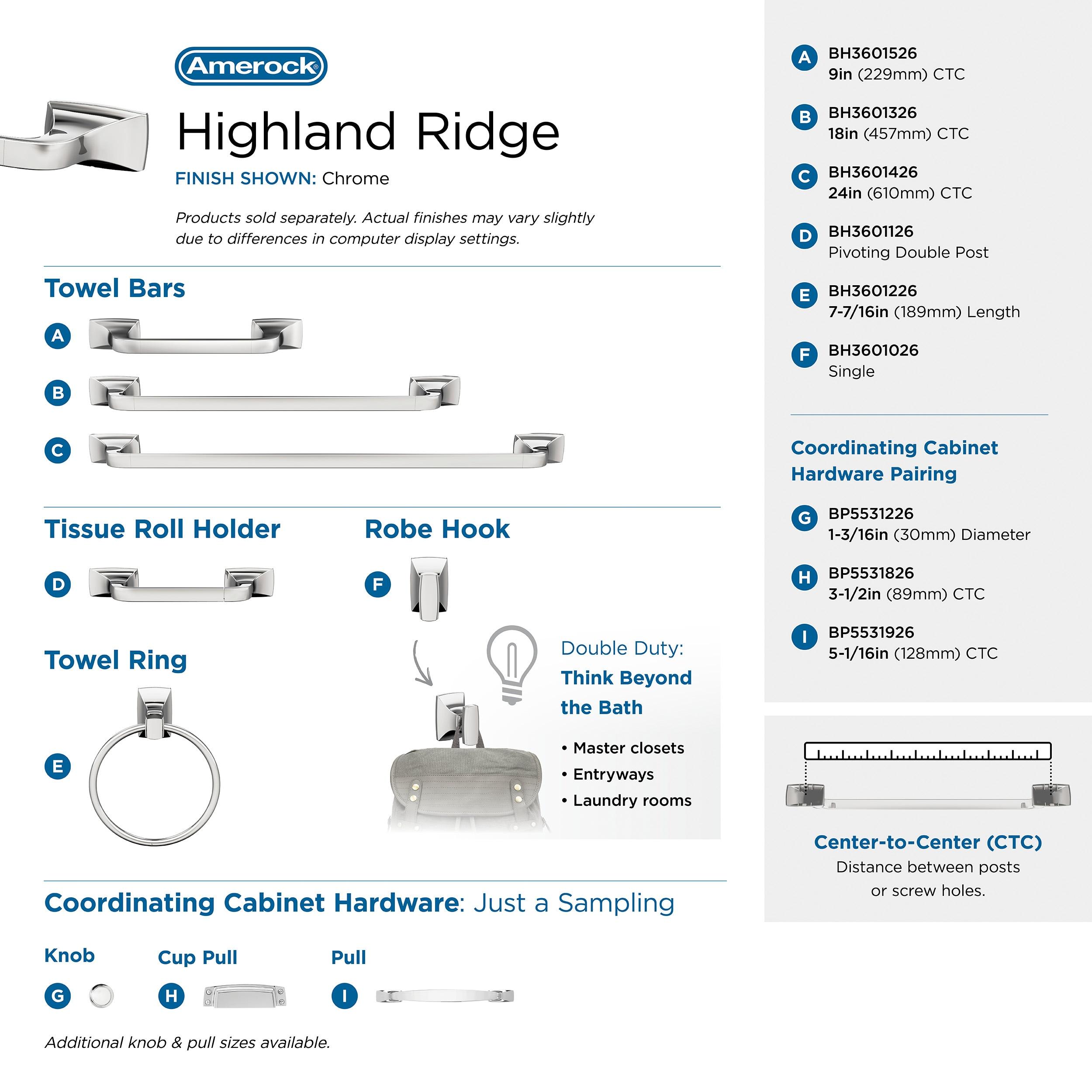 Amerock Highland Ridge Chrome Closed Towel Ring