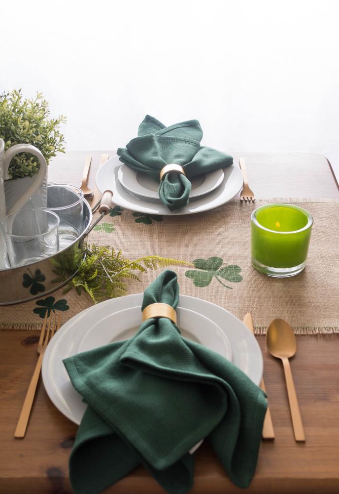 DII Shamrock Printed Jute Table Runner 14x74"