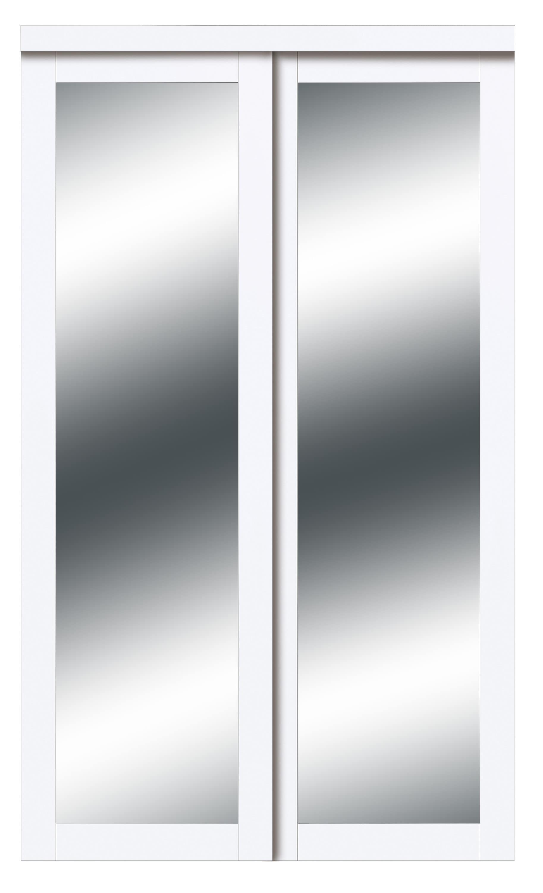 Renin 81'' Solid + Manufactured Wood Mirrored Sliding Closet Doors