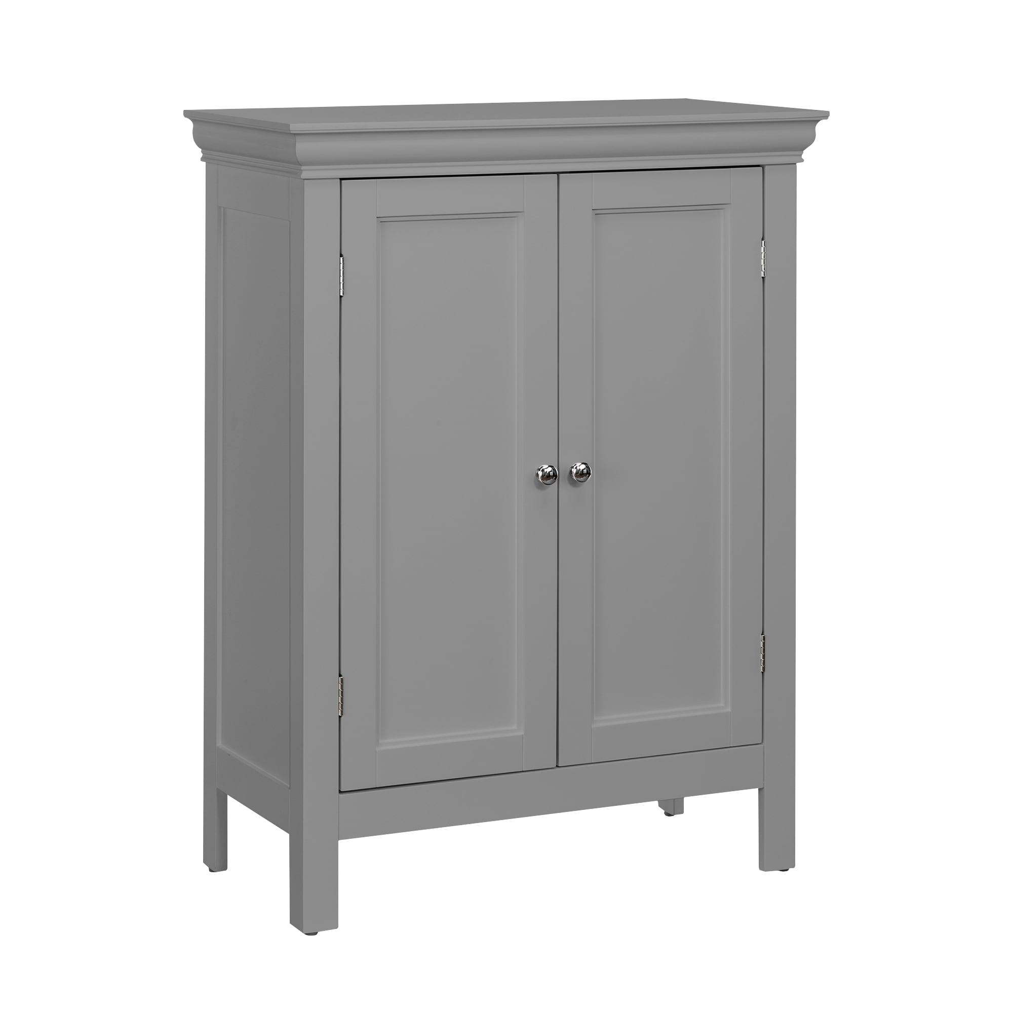 Teamson Home Stratford Contemporary Freestanding Bath Storage Cabinet Gray : Microfiber, Machine Washable, Non-Slip Backing