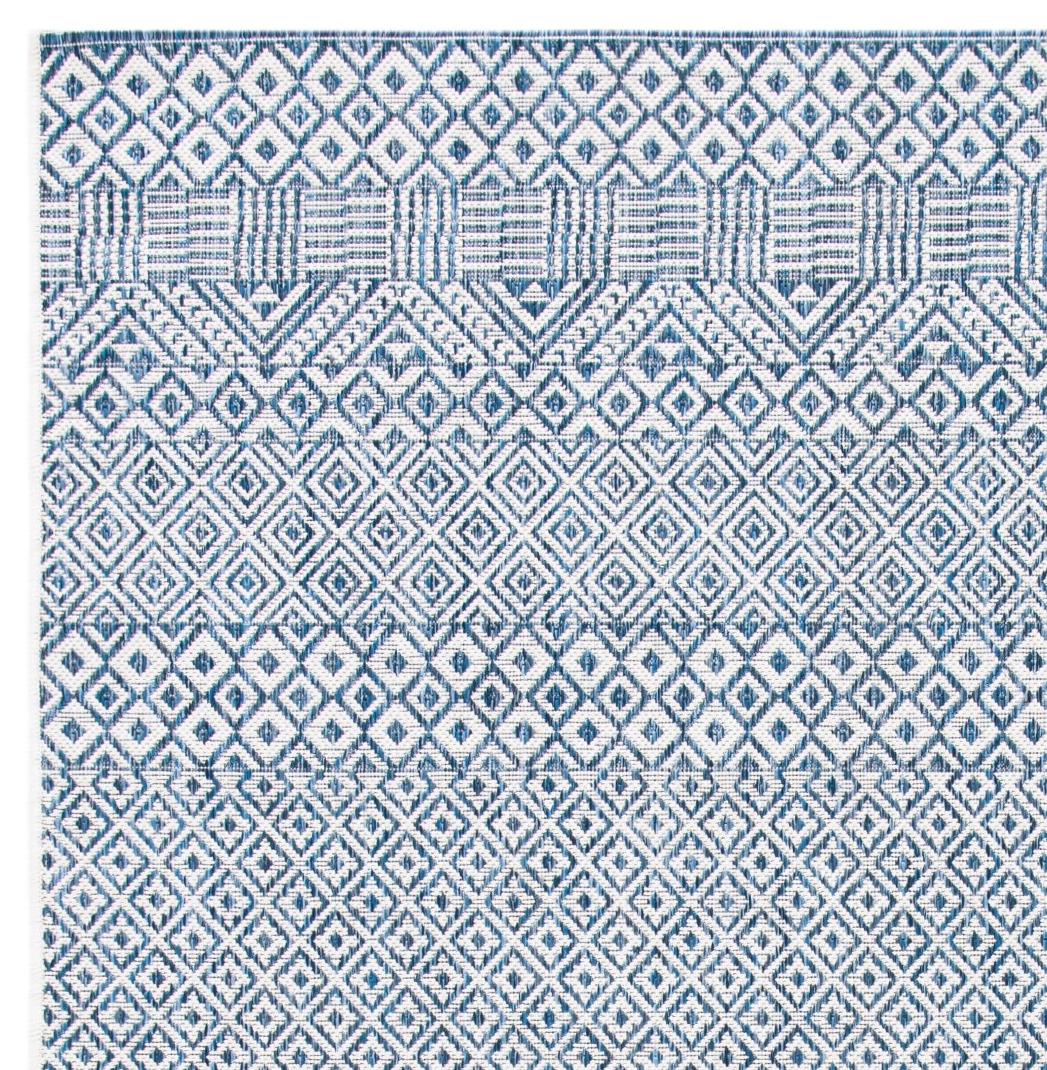 Courtyard CY8235 Power Loomed Indoor and Outdoor Runner Rug - Blue/Navy - 2'3"x5' - Safavieh