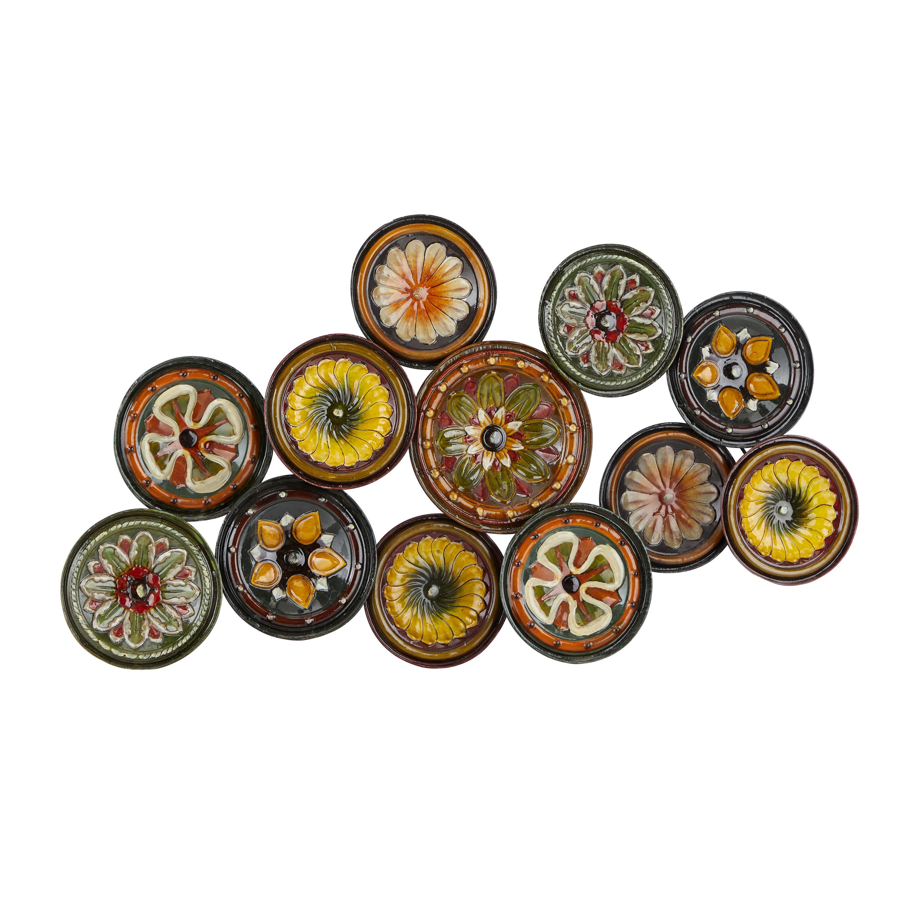 DecMode Multi Colored Metal Plate Wall Decor with Spanish Designs