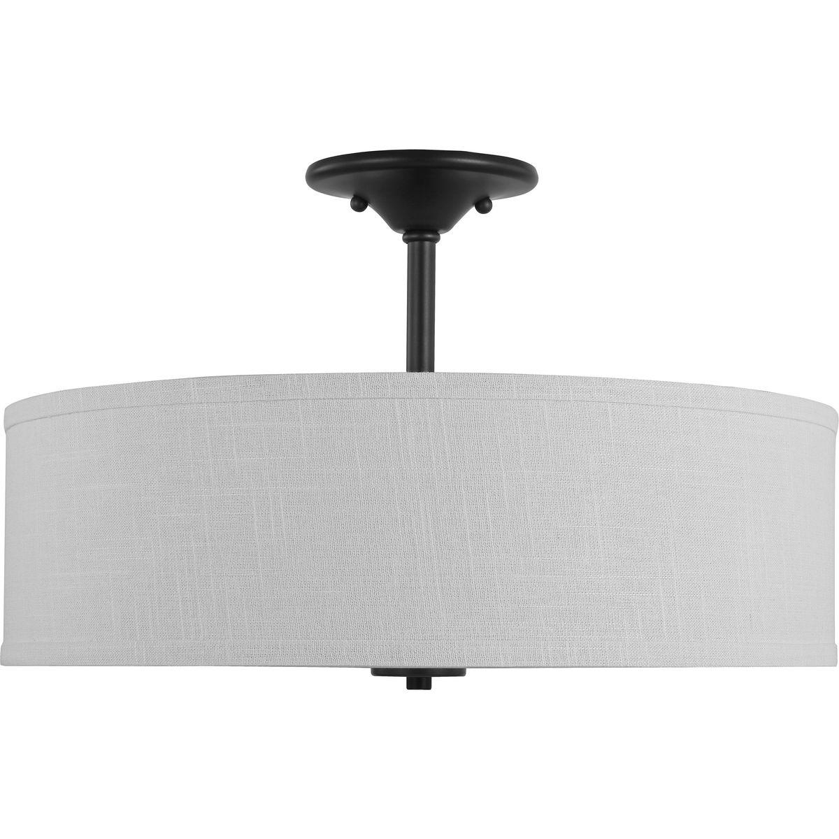 Progress Lighting, Inspire Collection, 3-Light Semi-Flush Mount, Graphite, Summer Linen Shade