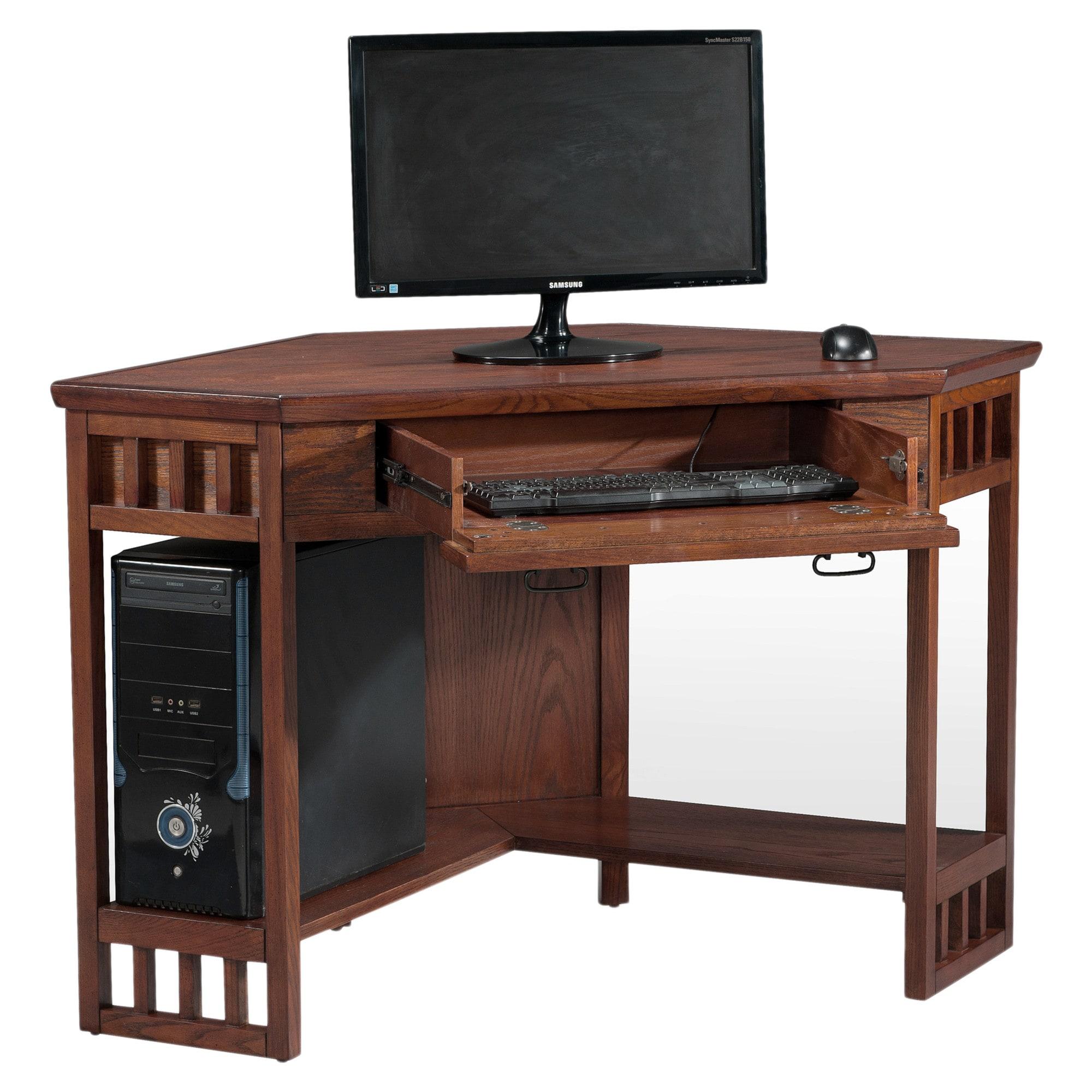 Mission Corner Computer Desk in Mission Oak