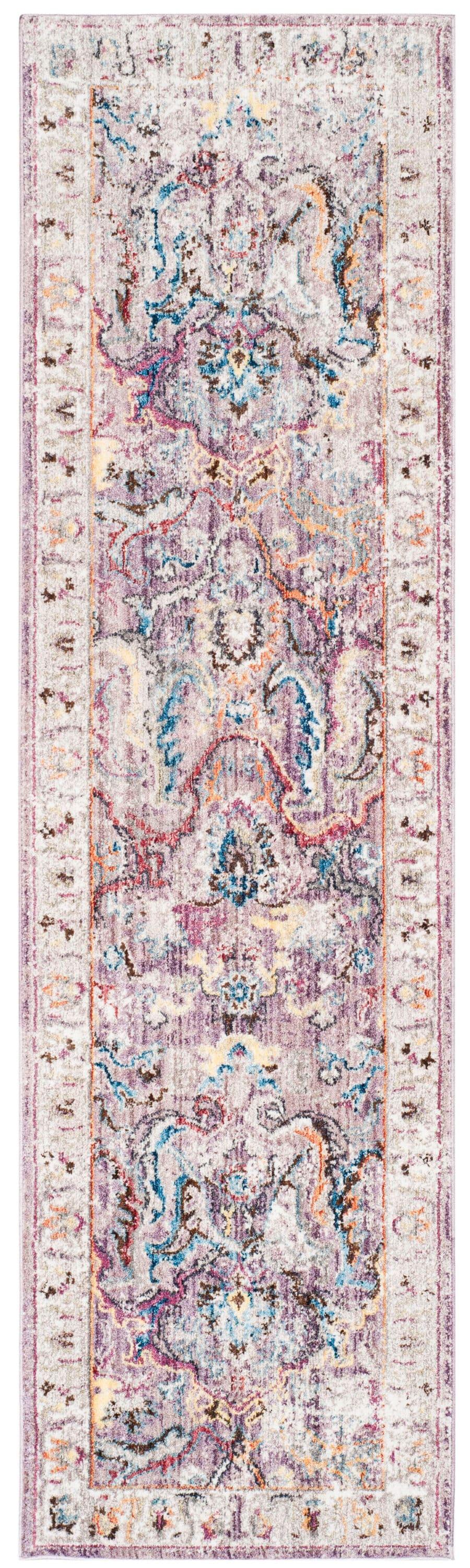Safavieh Bristol Gretchen 2 x 6 (ft) Loomed Polyester Lavender/Light Gray Rectangular Indoor Distressed/Overdyed Vintage Runner rug