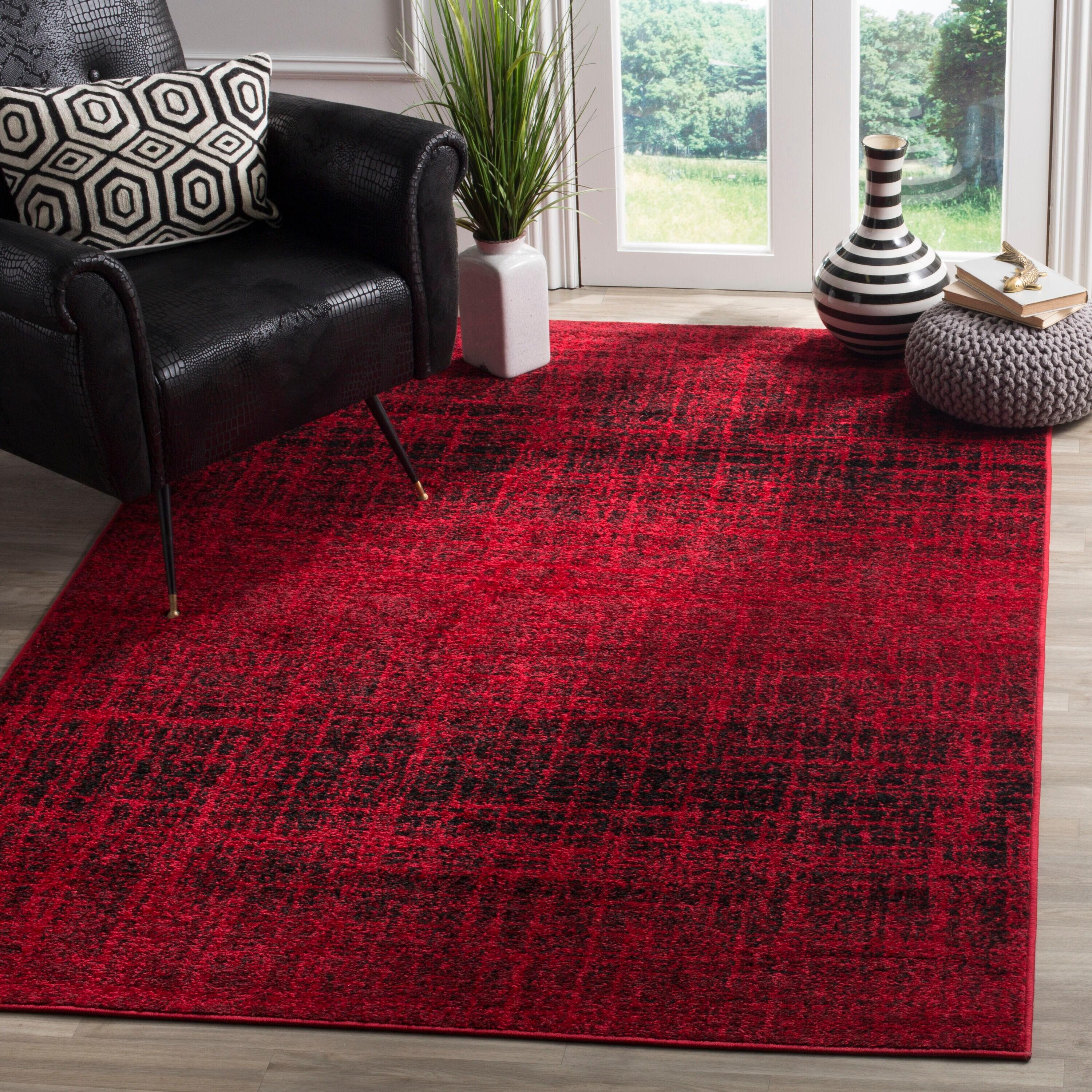 Adirondack ADR116 Machine Made Indoor Accent Rug - Red/Black - 3'x5' - Safavieh