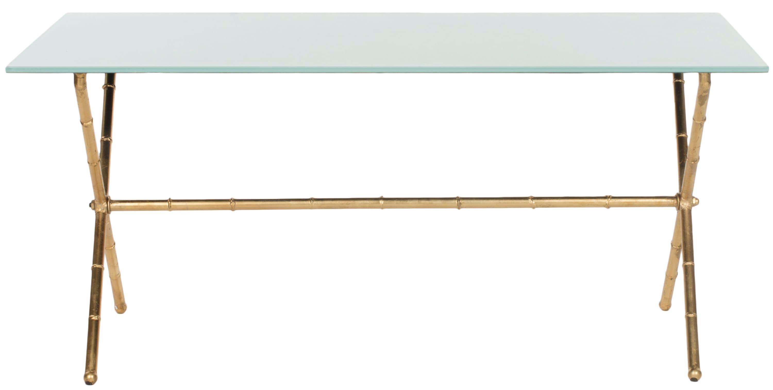Brogen Coffee Table - Gold/White Glass - Safavieh