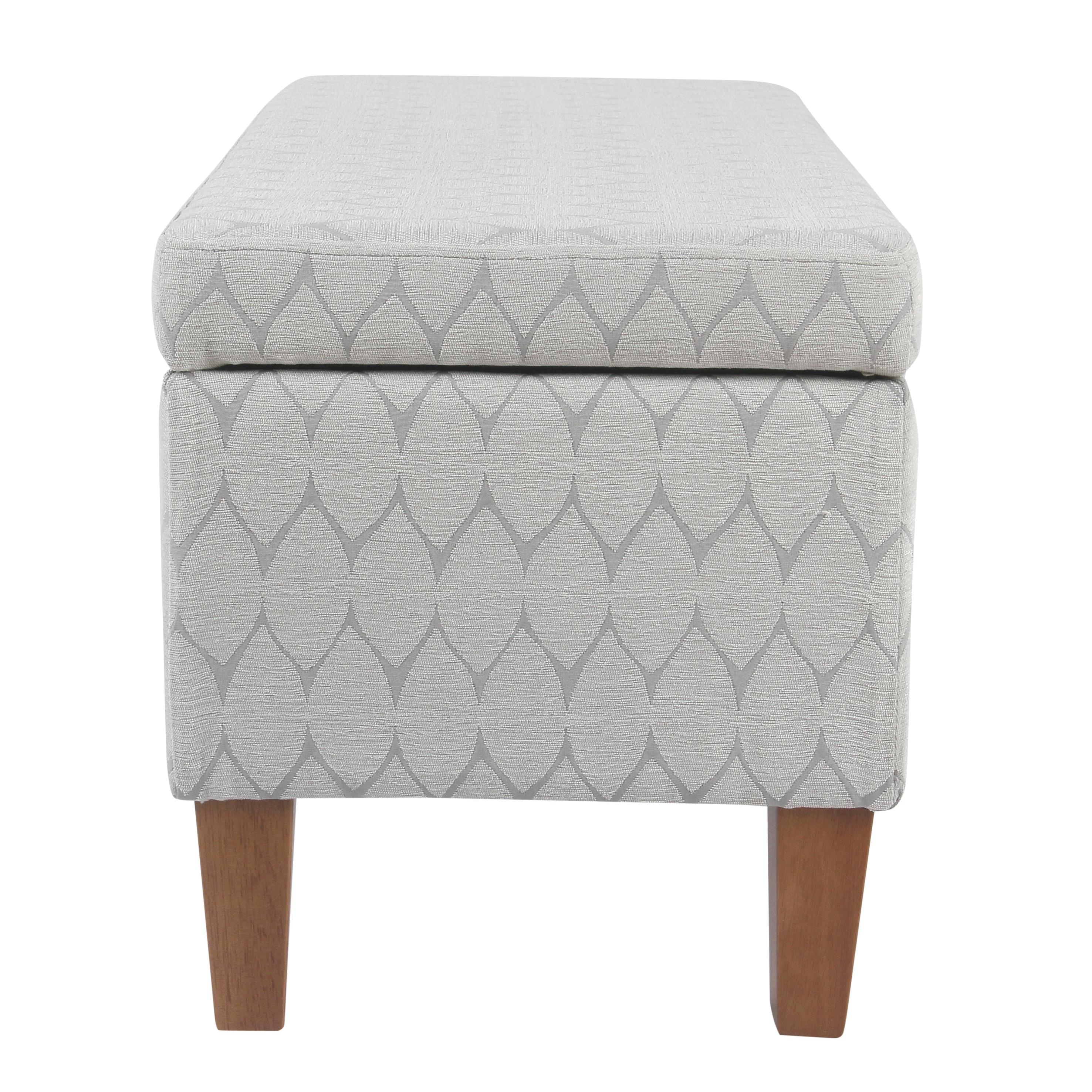 Large Textured Storage Bench Light Gray - HomePop: Upholstered, Bedroom, Rectangular, Wood Legs