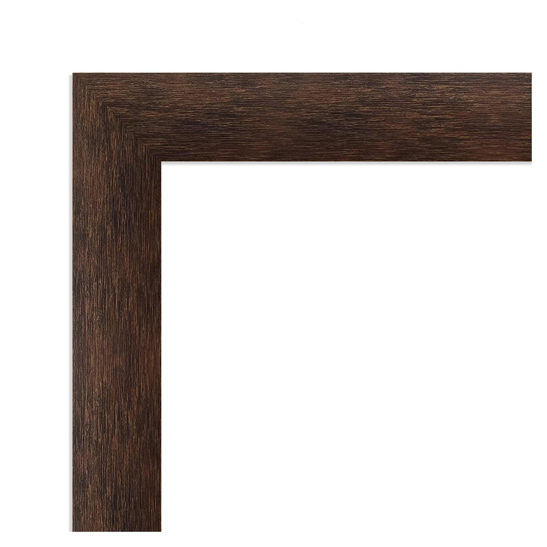 21"x27" Non-Beveled Narrow Wood Bathroom Wall Mirror Warm Walnut - Amanti Art: Modern Rectangular Vanity, Wall Mounted, Includes Hardware