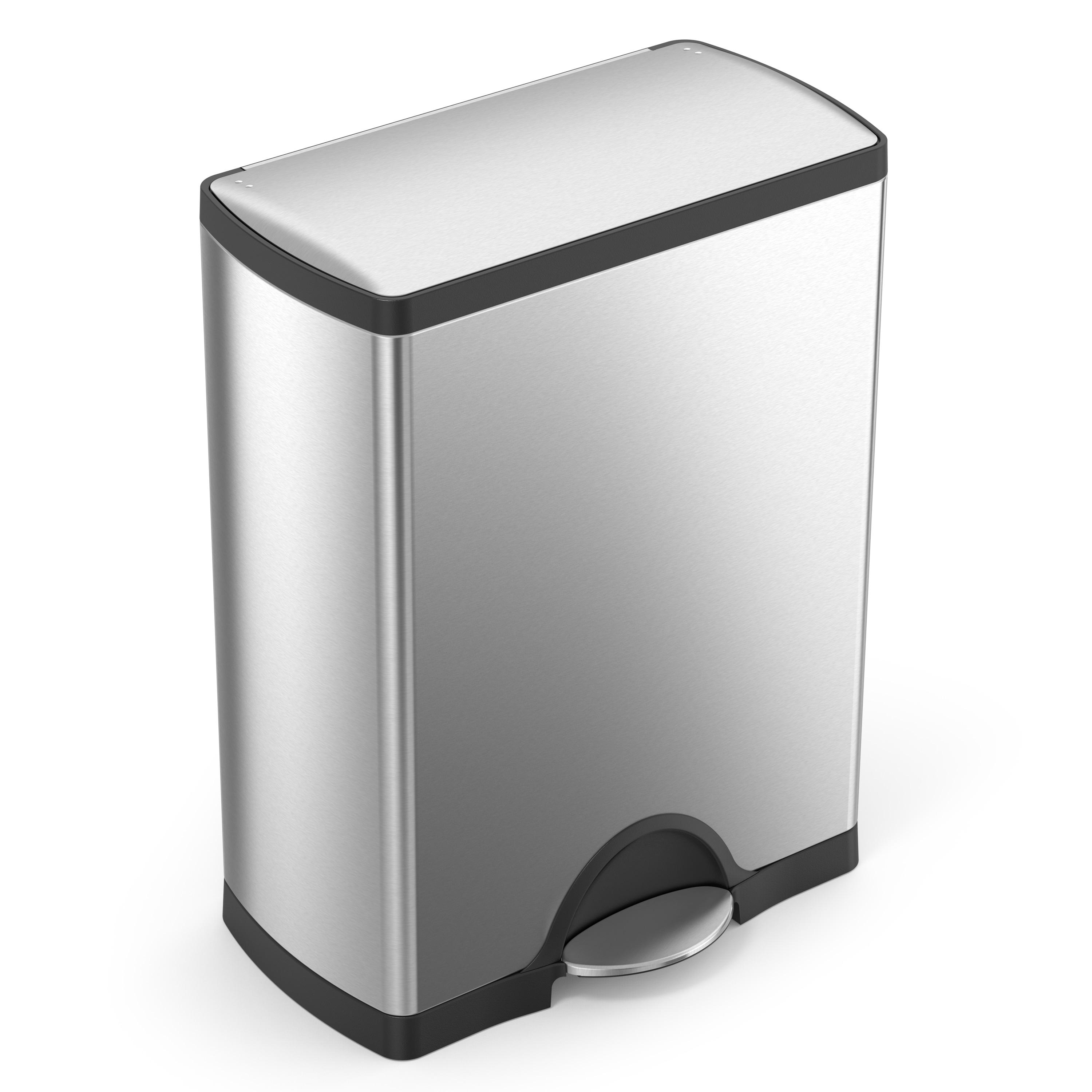 simplehuman 50 Liter / 13.0 Gallon Rectangular Kitchen Step Trash Can, Brushed Stainless Steel