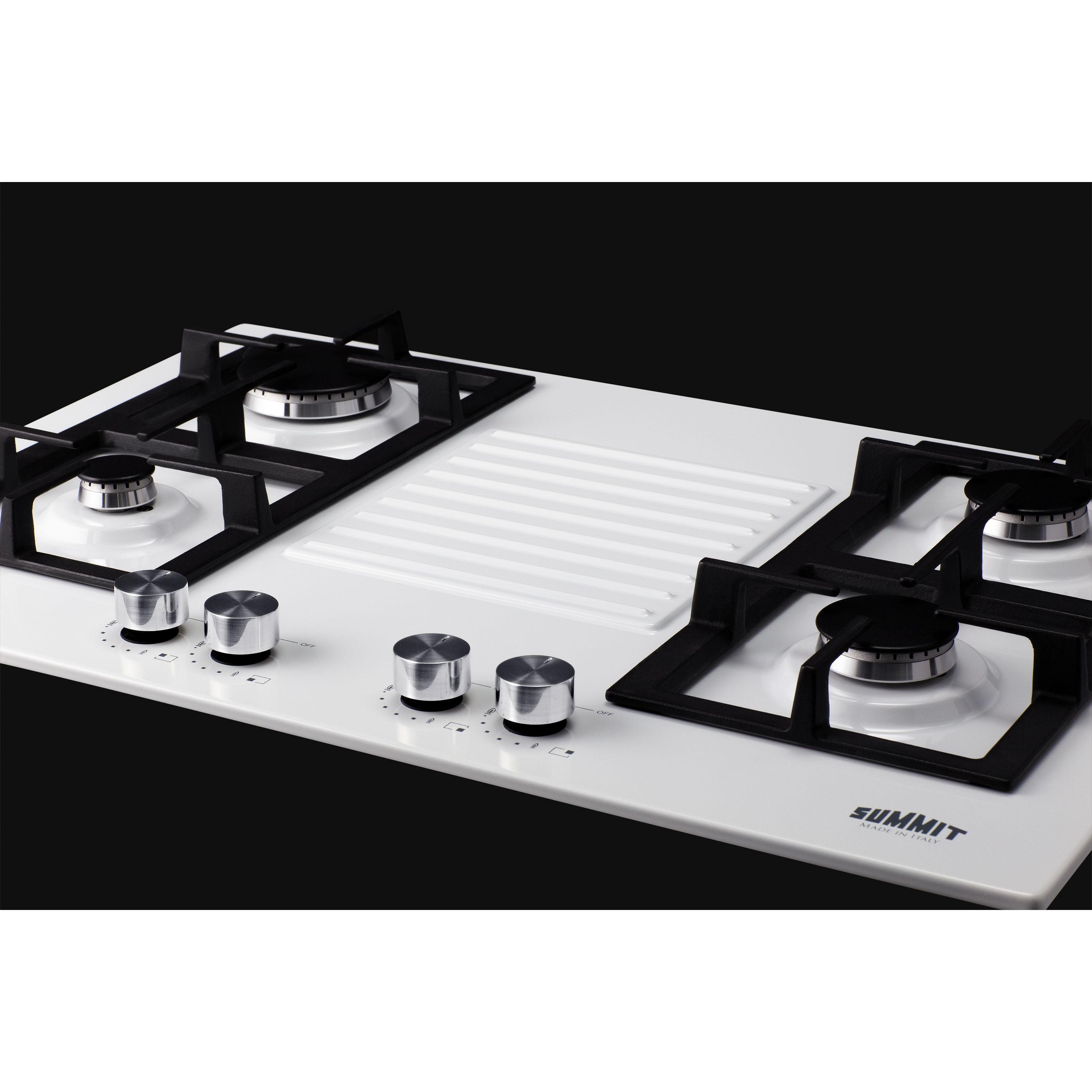 Summit Appliance 30" White Gas 4 Burner Cooktop