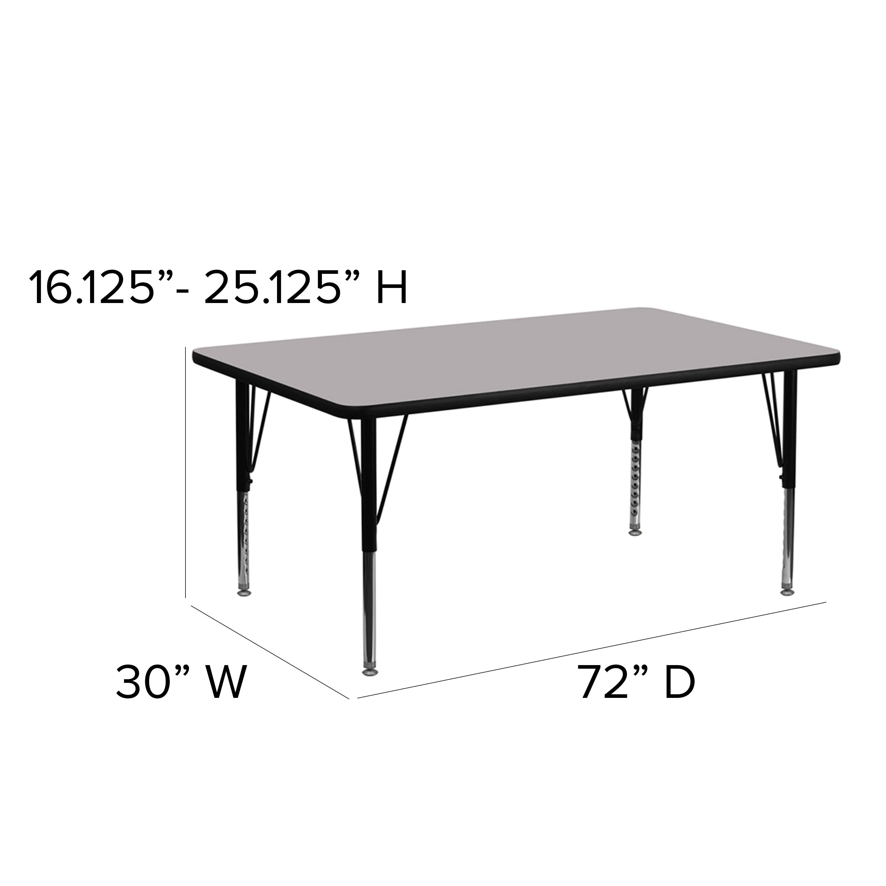 Goddard 24''W x 48''L Rectangular HP Laminate Activity Table - Adjustable Legs