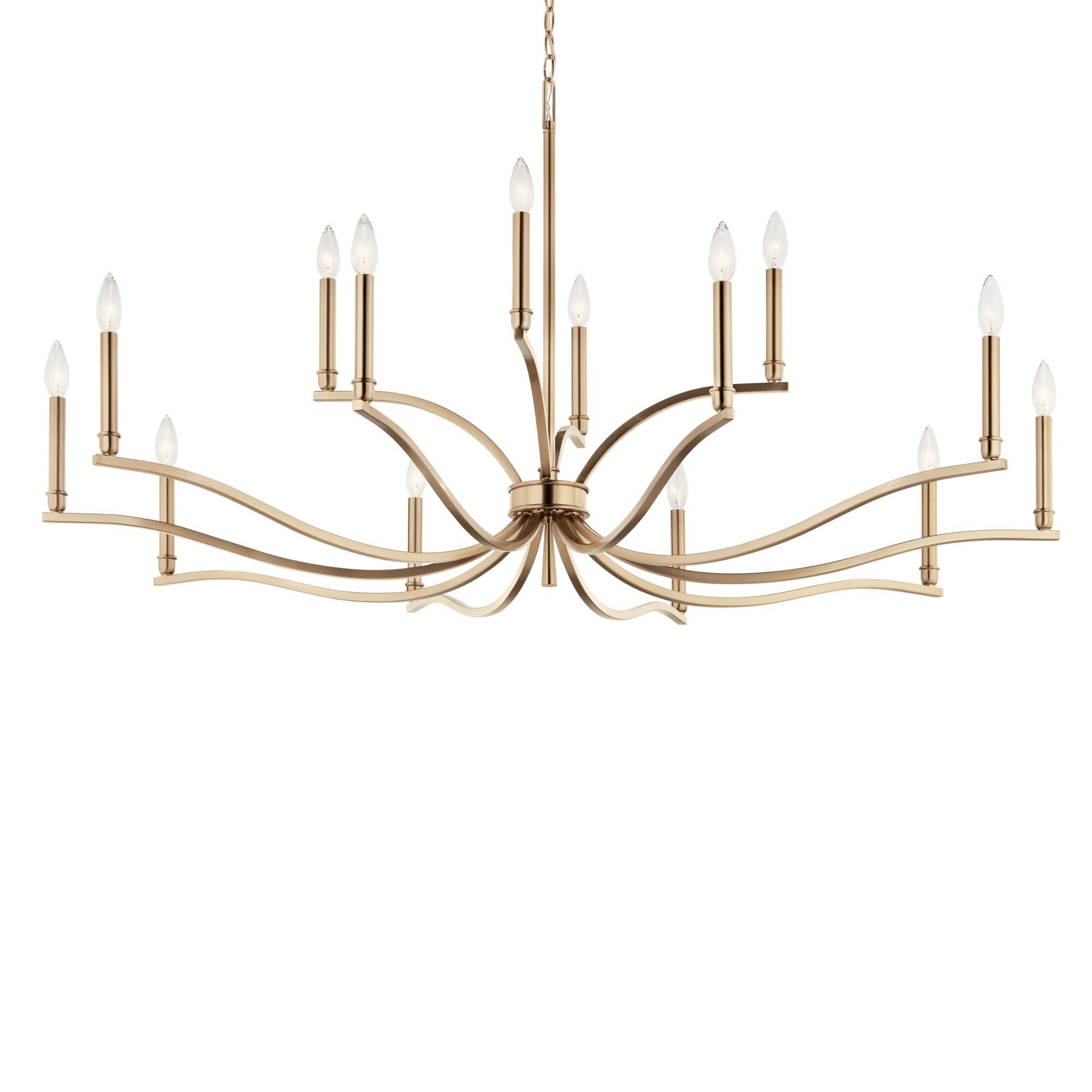 Champagne Bronze 14-Light 2-Tier Candle Chandelier