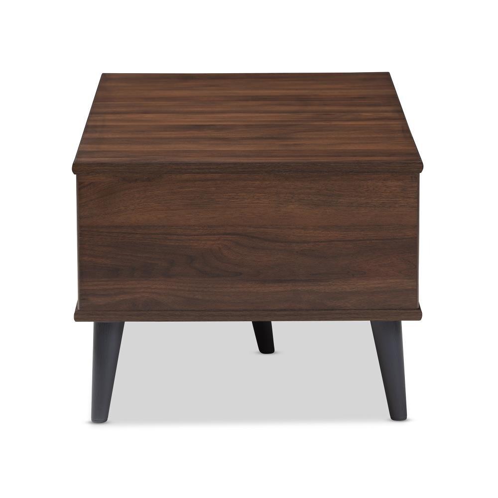 Pierre Coffee Table Dark Brown/Gray - Baxton Studio: Mid-Century Modern Storage, Tapered Legs