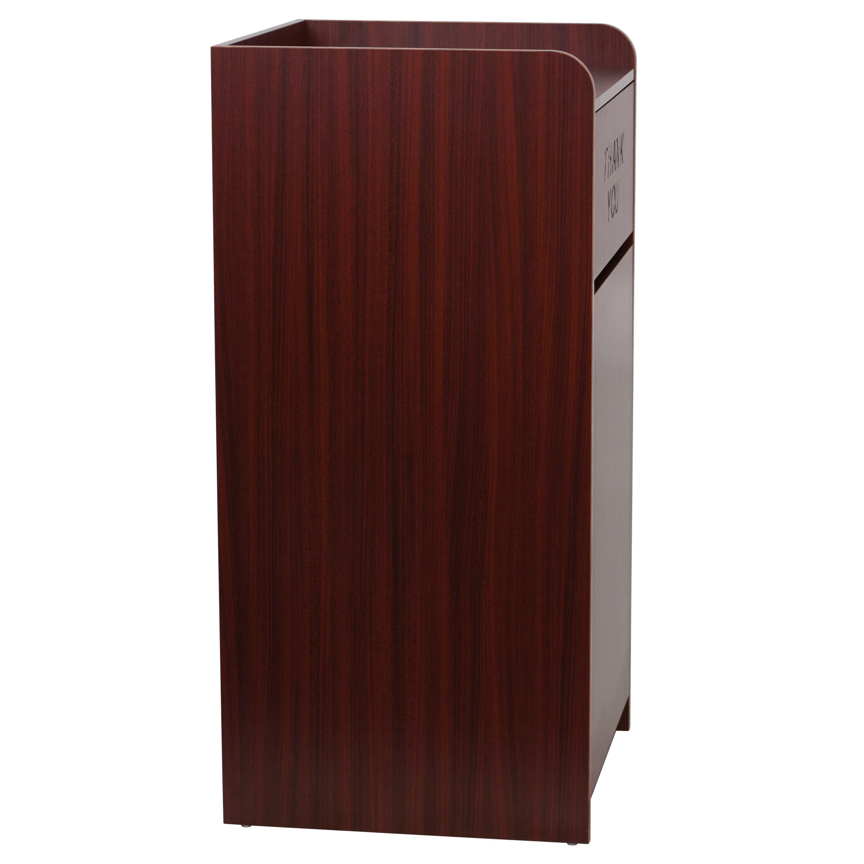 Sony 36-Gal. Wood Commercial Grade Tray Top Trash Receptacle by Flash Furniture