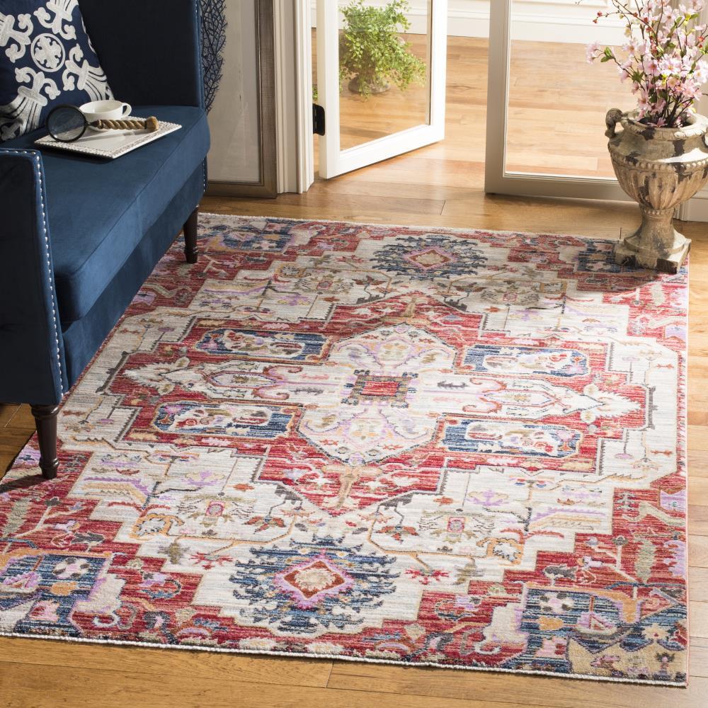 SAFAVIEH Nirvana Comhgham Geometric Area Rug, Cream/Red, 5' x 7'