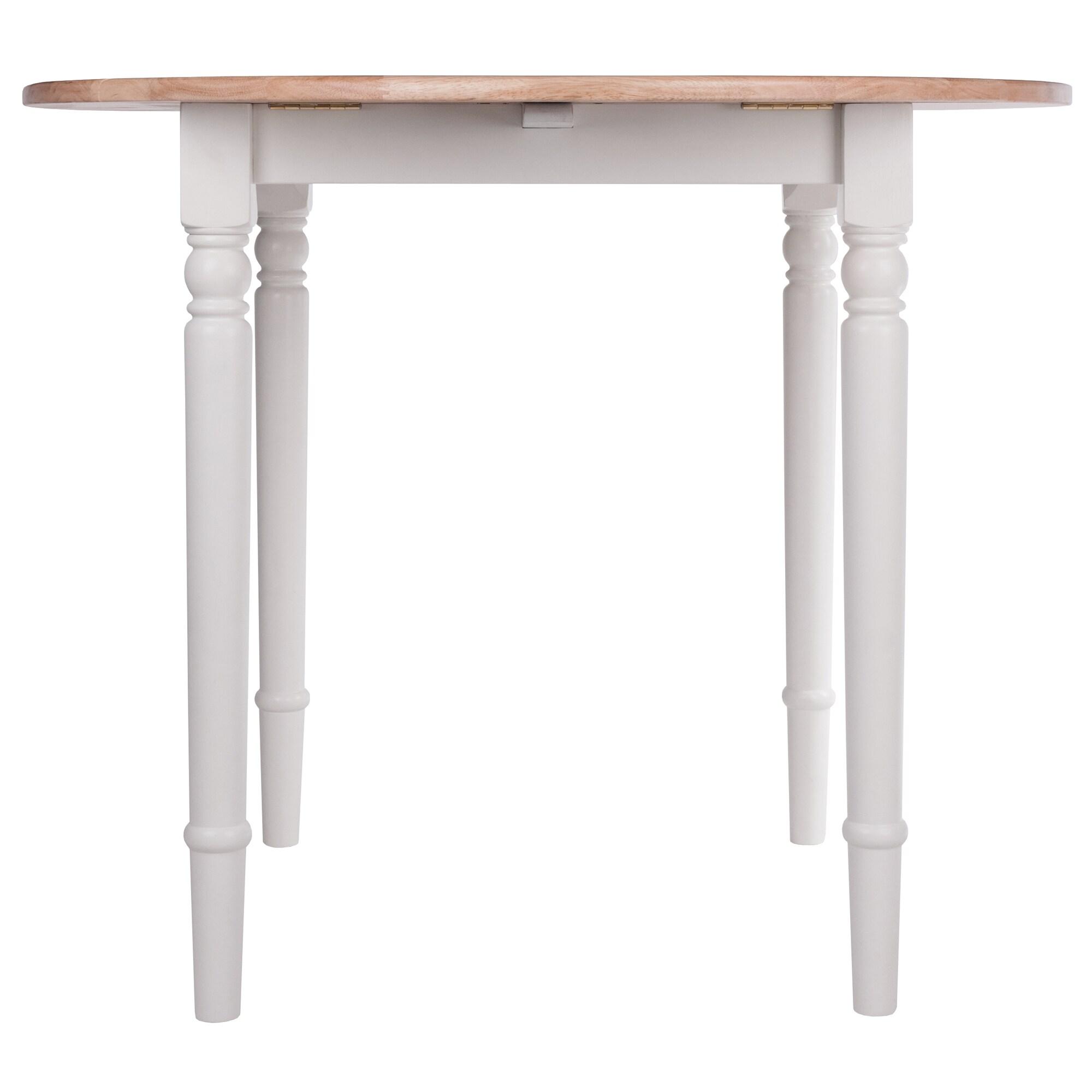 Sorella Round Drop Leaf Dining Table Natural/White - Winsome: Modern 4-Point Leg Kitchen Table, Seats 4