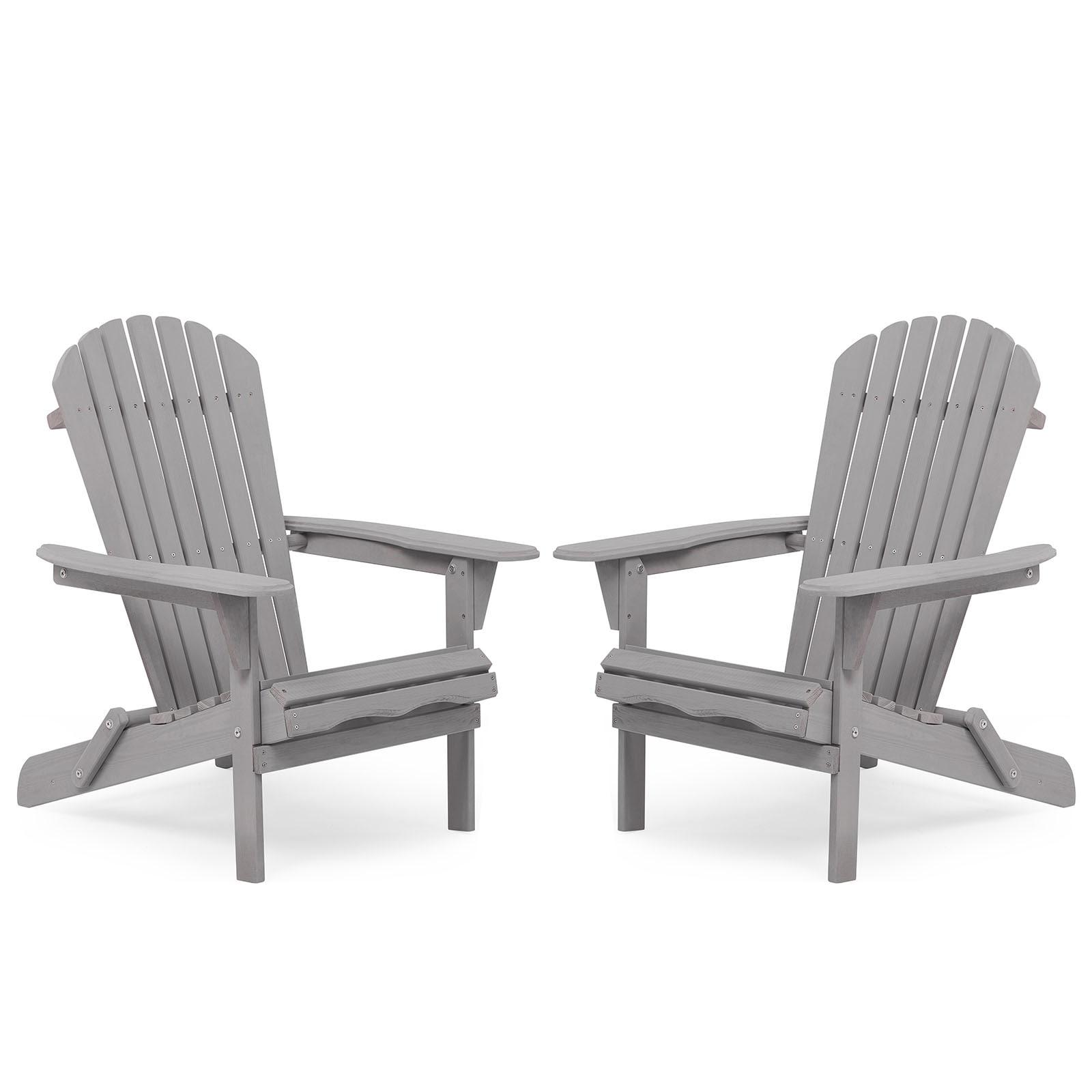 Triple Tree Wood Adirondack Folding Chairs - Set of 2, Gray
