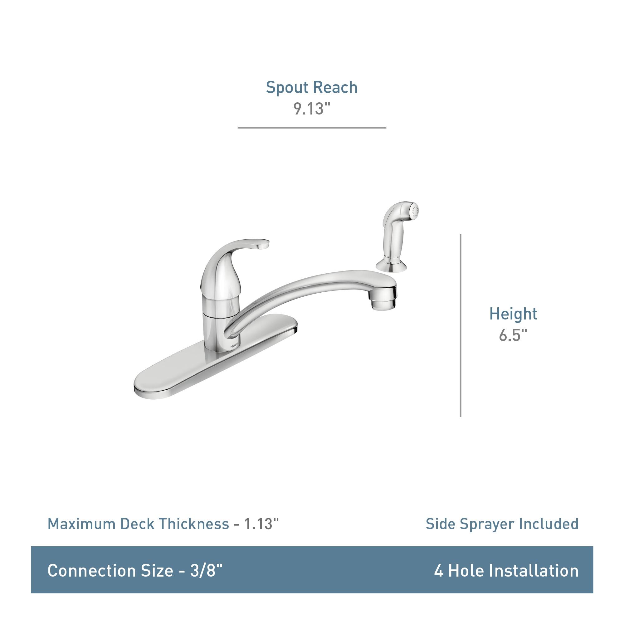 Moen Adler One Handle Chrome Kitchen Faucet Side Sprayer Included