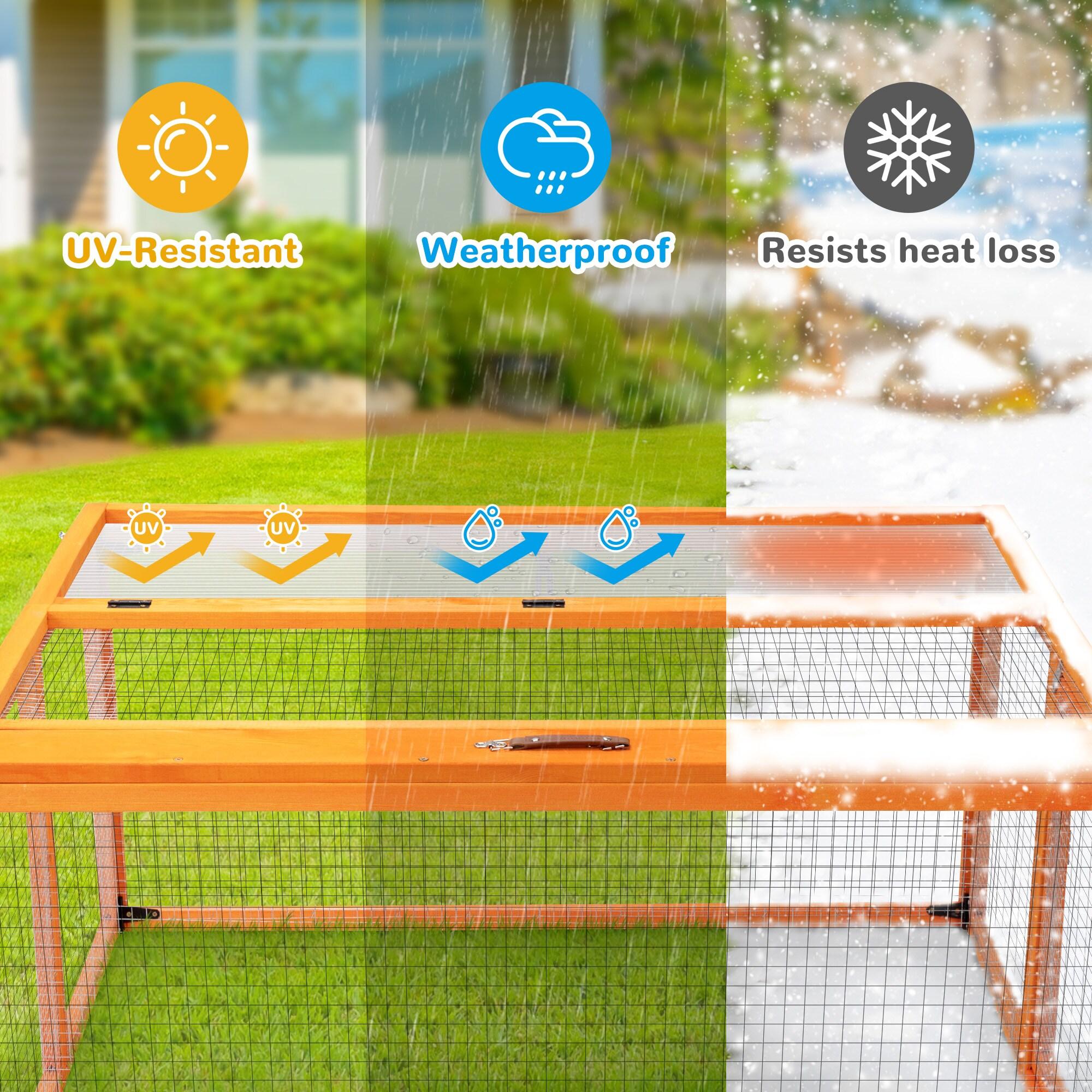 Coziwow Folding Chicken Coop, Wooden Rabbit Hutch for Small Animals with Roosting Bar, Orange