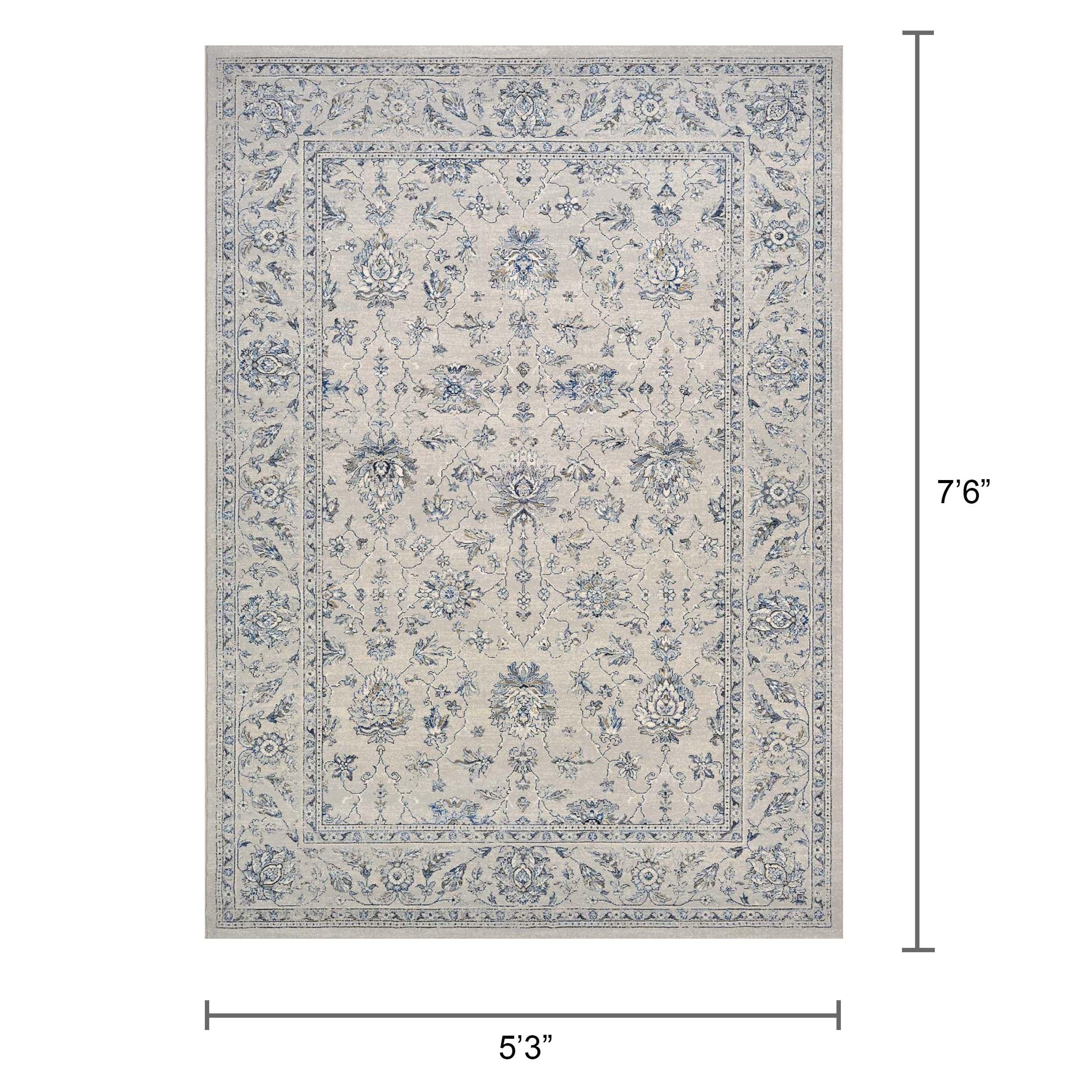 Couristan 71429696053076T 5 ft. 3 in. x 7 ft. 6 in. Sultan Treasures All Over Mashhad Rug, Grey