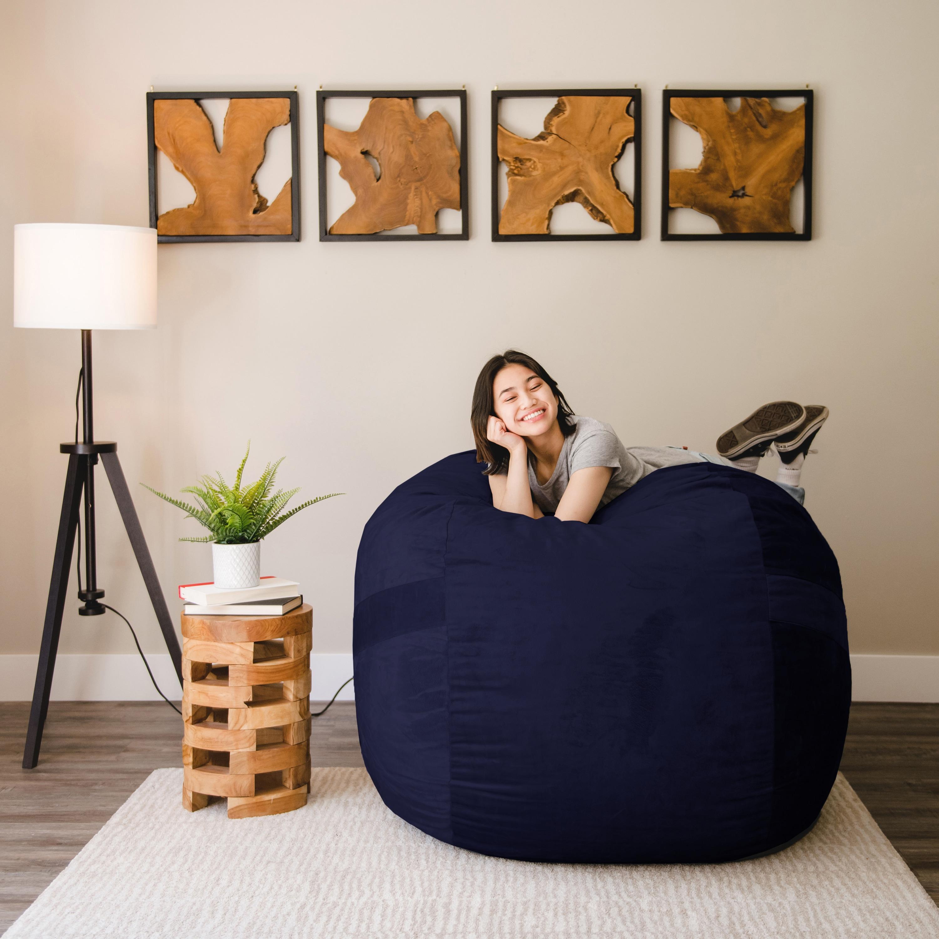 Big Joe Large 4 Foot Foam Filled Bean Bag Chair with Soft Removeable Cover
