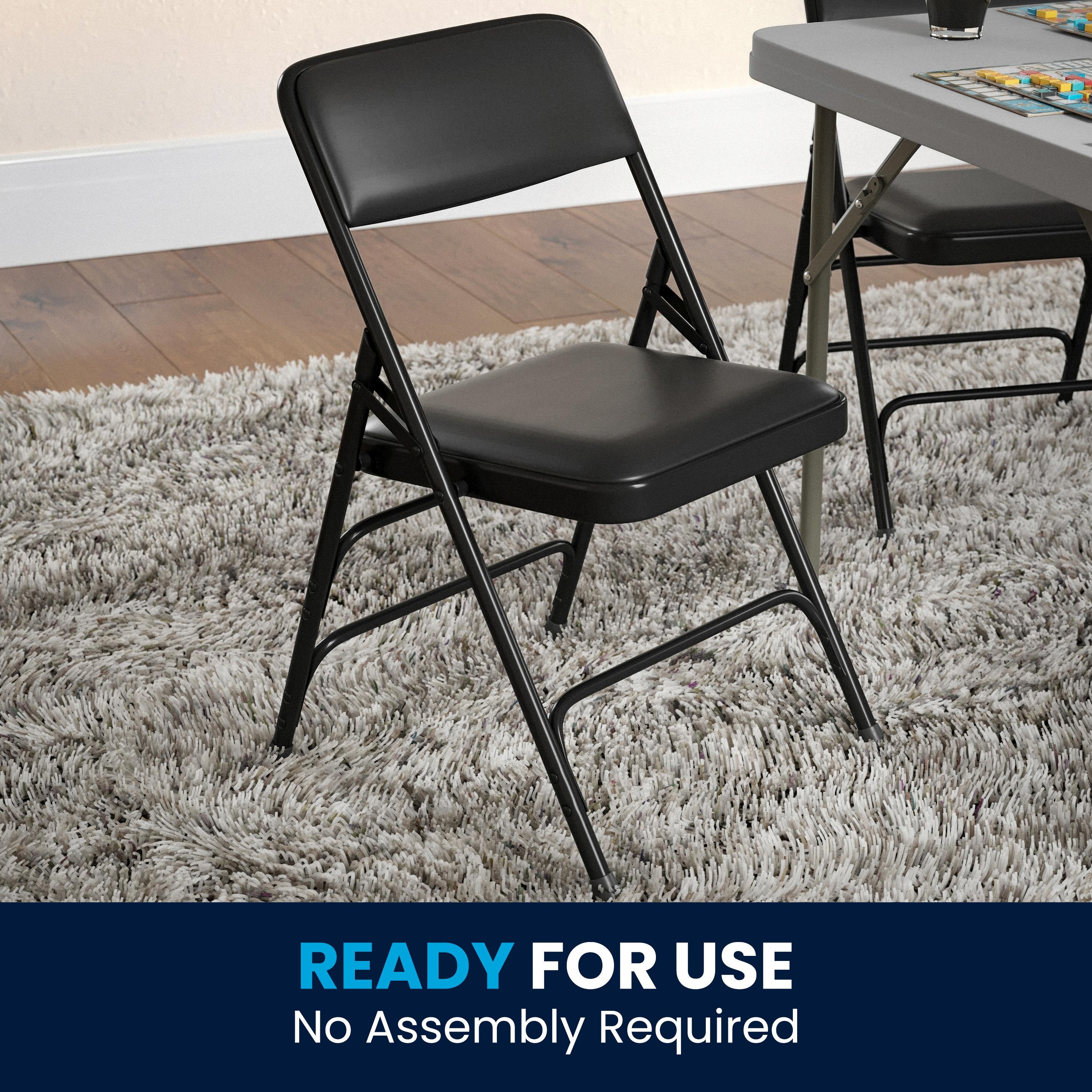 Flash Furniture HERCULES Series Curved Triple Braced & Double Hinged Black Vinyl Metal Folding Chair