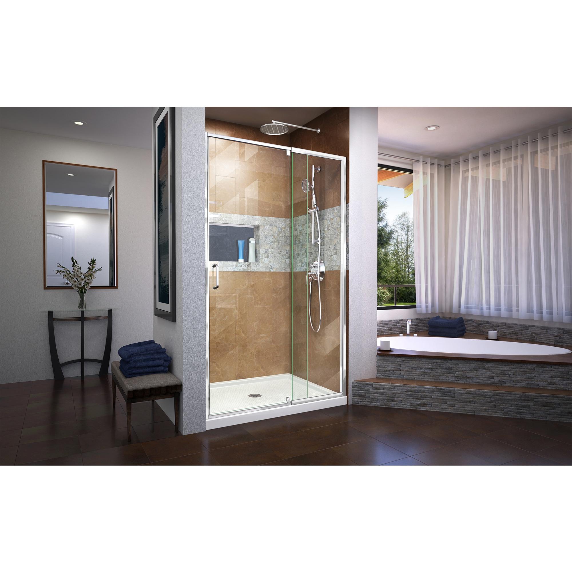 Flex 44" W x 72" H Pivot Semi-Frameless Pivot Shower Door with Clearmax Technology