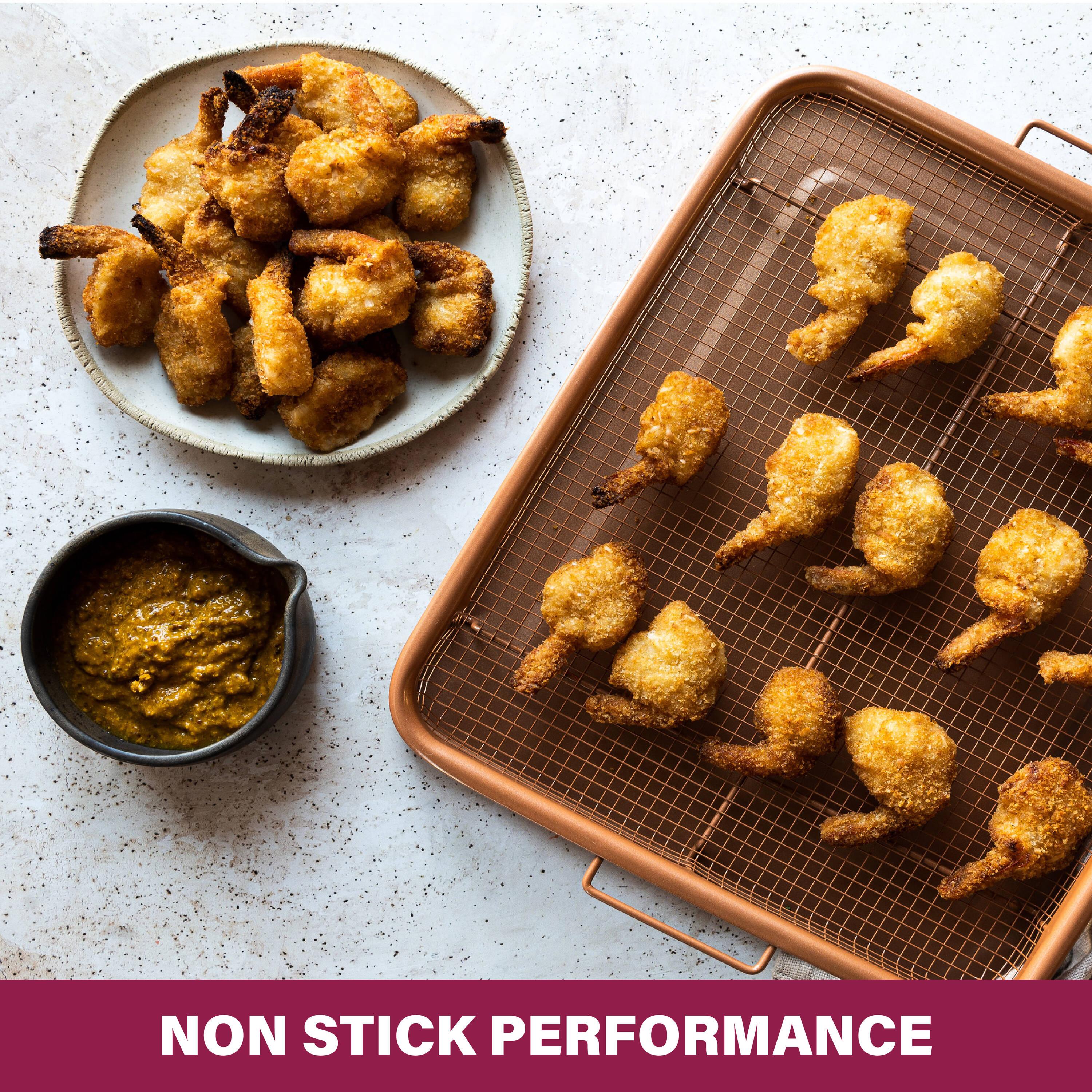Gotham Steel Large Nonstick Air Fryer Tray for Oven with Recipe Book - 13.4" x 11.4"