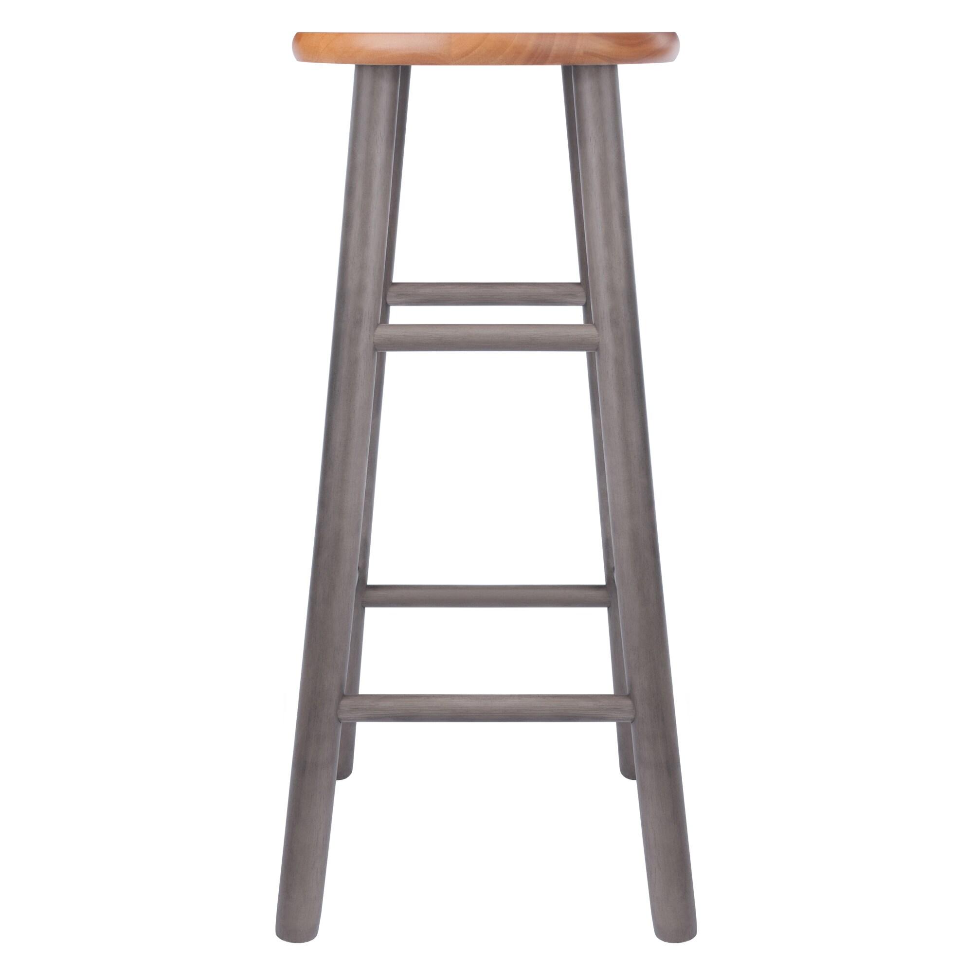 Winsome Wood Huxton 2-PC Bar Stools, Oyster Gray & Teak Finish