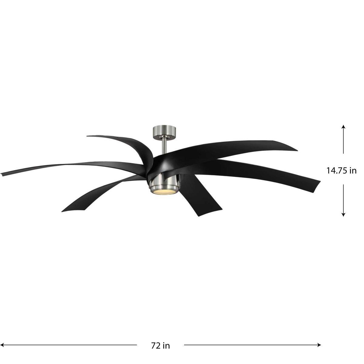 P250108-009-30-Progress Lighting-Insigna - 6 Blade Ceiling Fan with Light Kit In Contemporary Style-14.75 Inches Tall and 72 Inches Wide-Brushed
