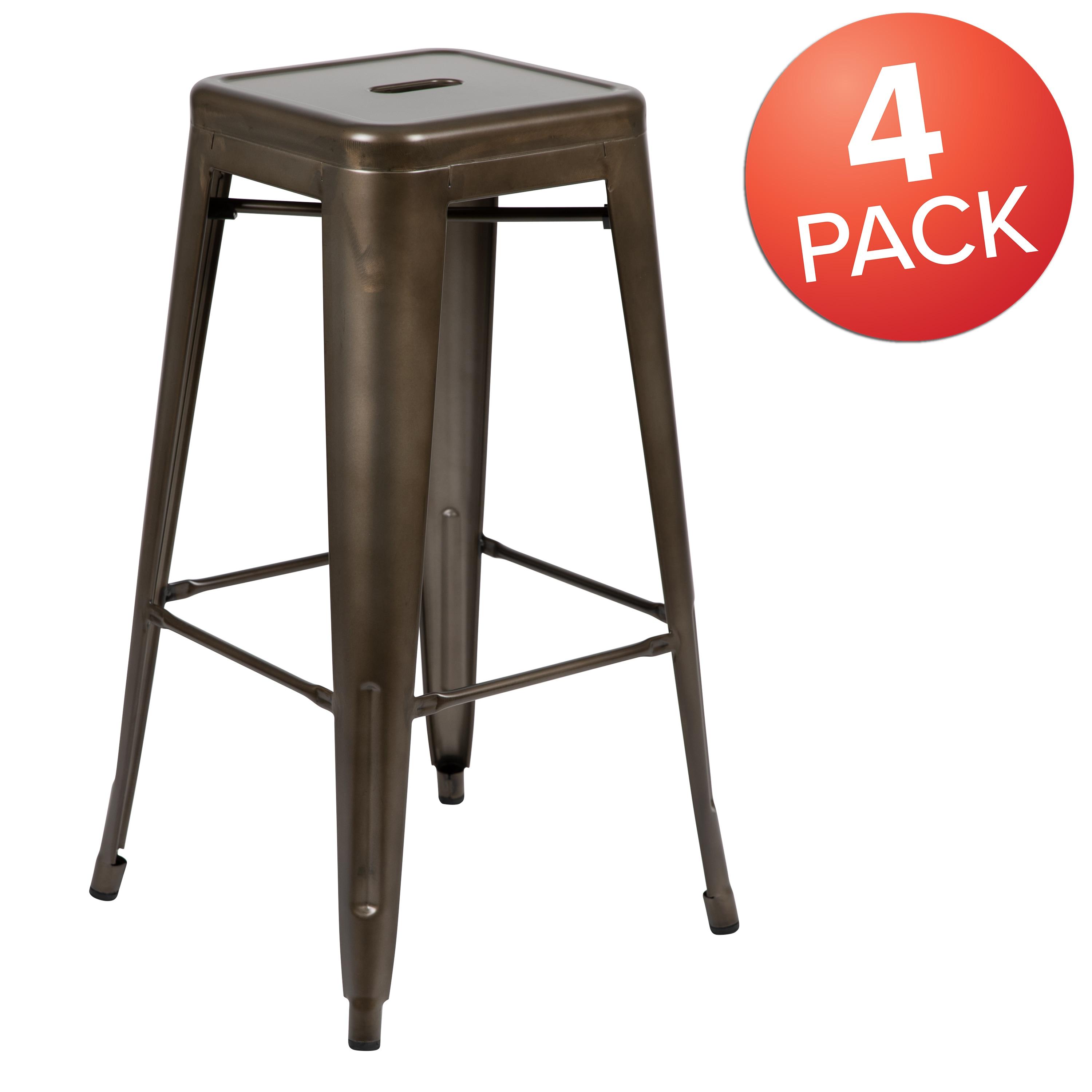 Flash Furniture 30" High Metal Indoor Bar Stool in Gun Metal Gray - Stackable Set of 4