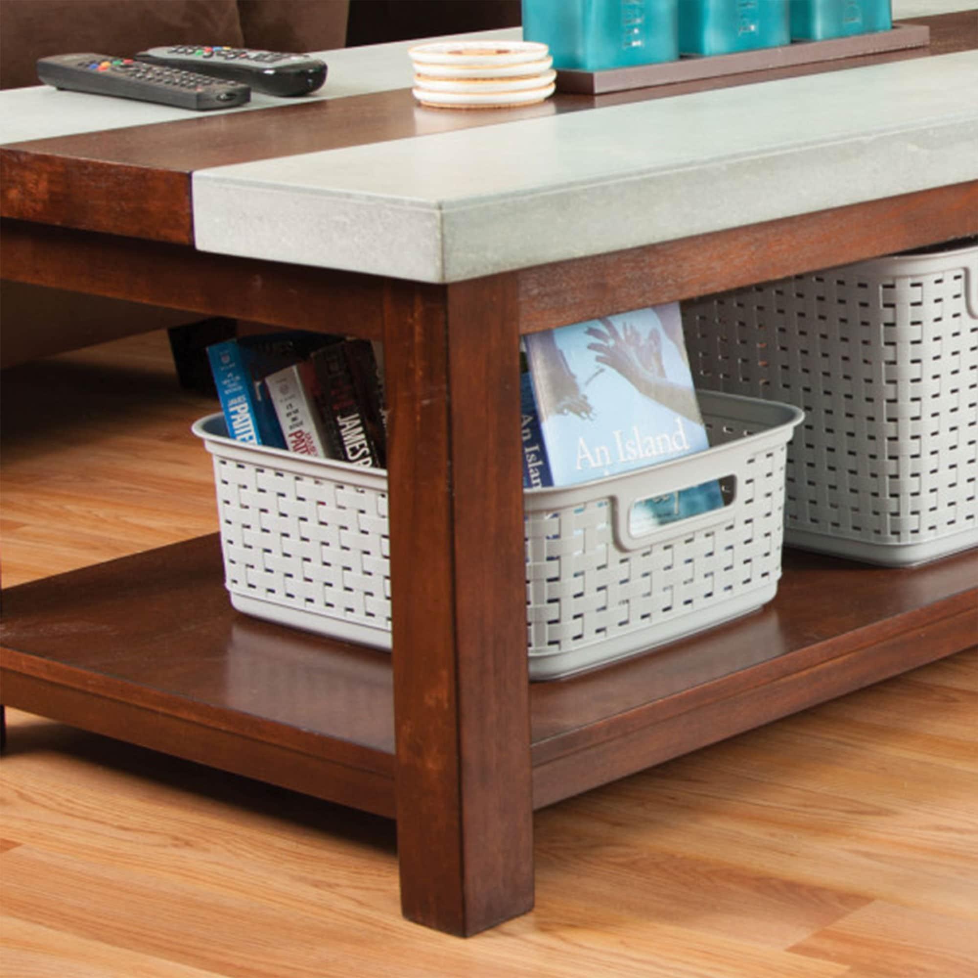 Sterilite Sterilite Short Weave Basket, Decorative Storage Bin, Organize the Closet, Bathroom or Classroom (Set of 6)