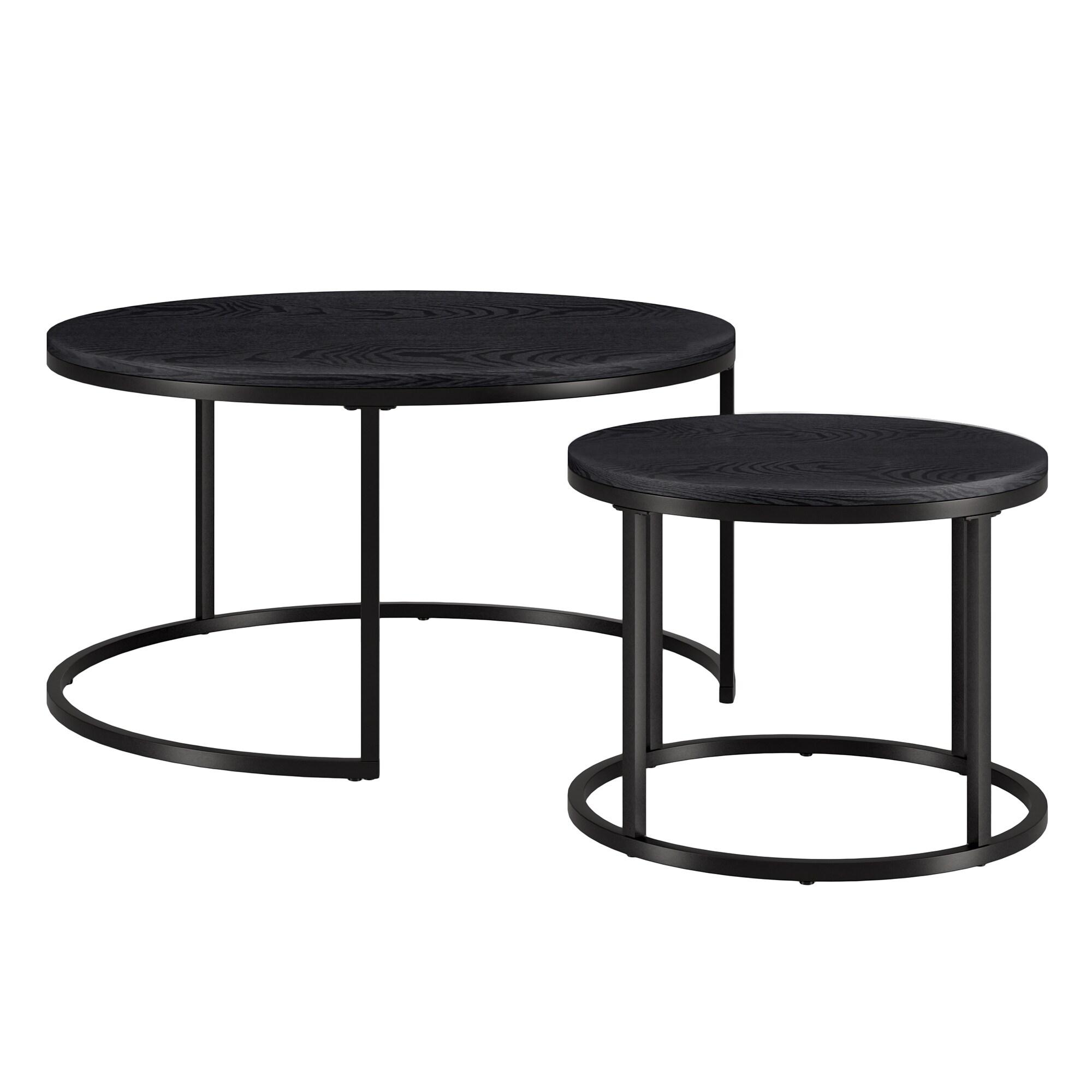 Henn&Hart 35" Black Nested Coffee Tables