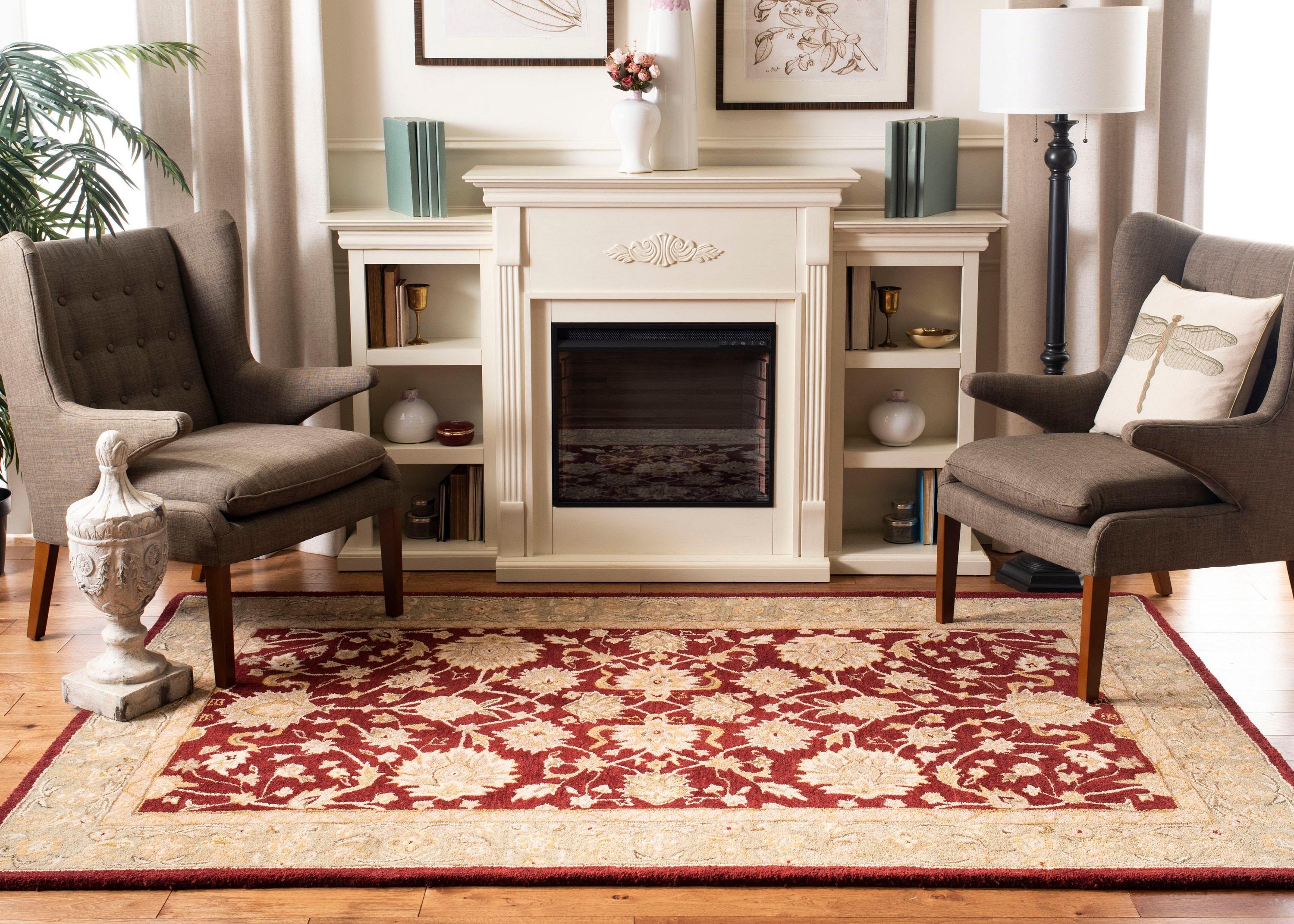Anatolia AN522 Hand Tufted Indoor Area Rug - Red/Moss - 9'x12' - Safavieh