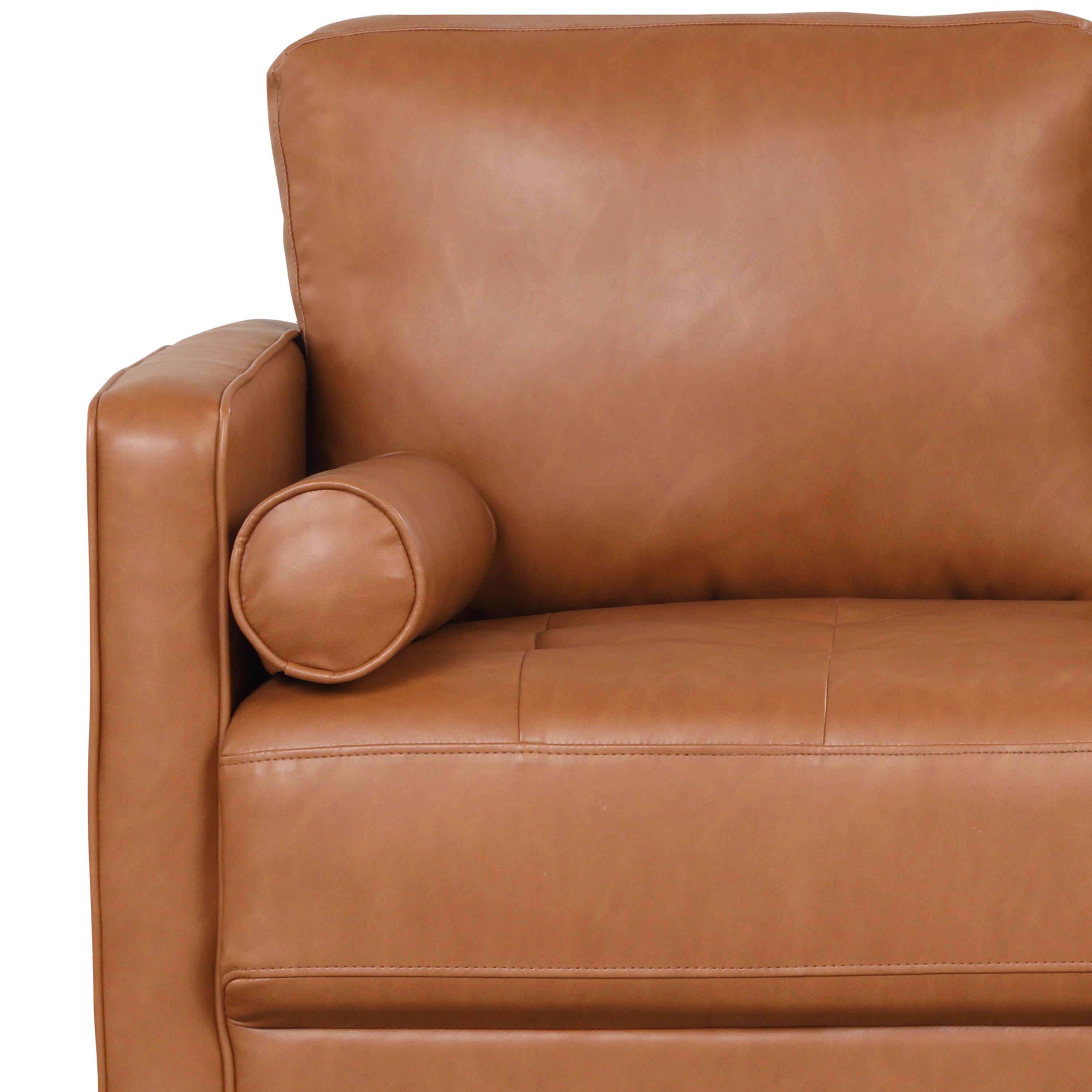 Lifestyle Solutions Lorelei Mid-Century Modern Sofa, Caramel Brown Faux Leather