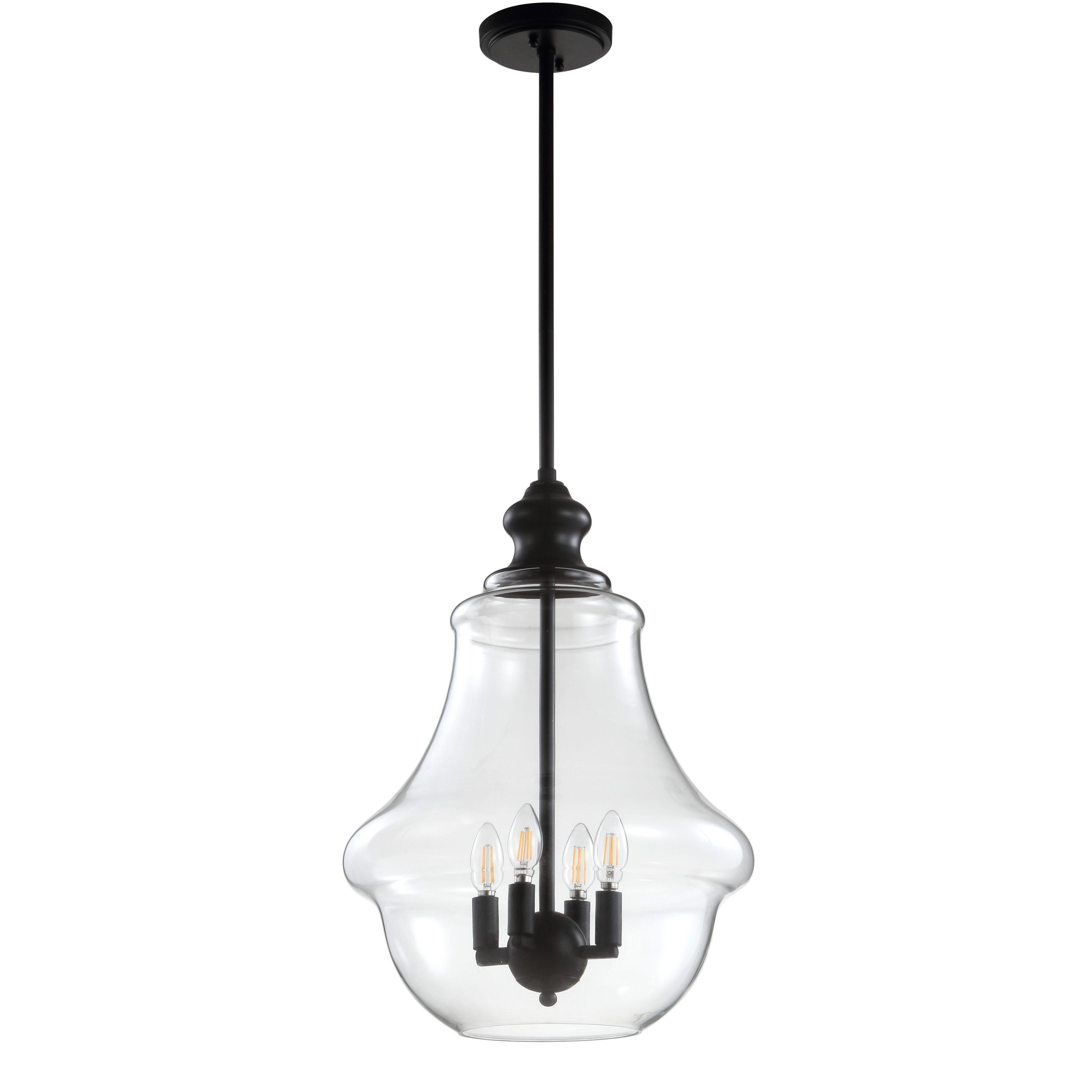 Adam 16" Adjustable Metal/Glass LED Pendant, Oil Rubbed Bronze
