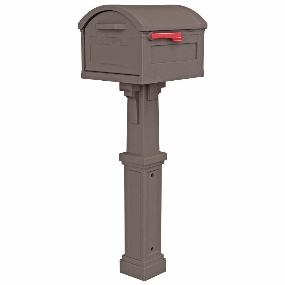 Grand Haven Extra Large Mocha Plastic Mailbox with Post