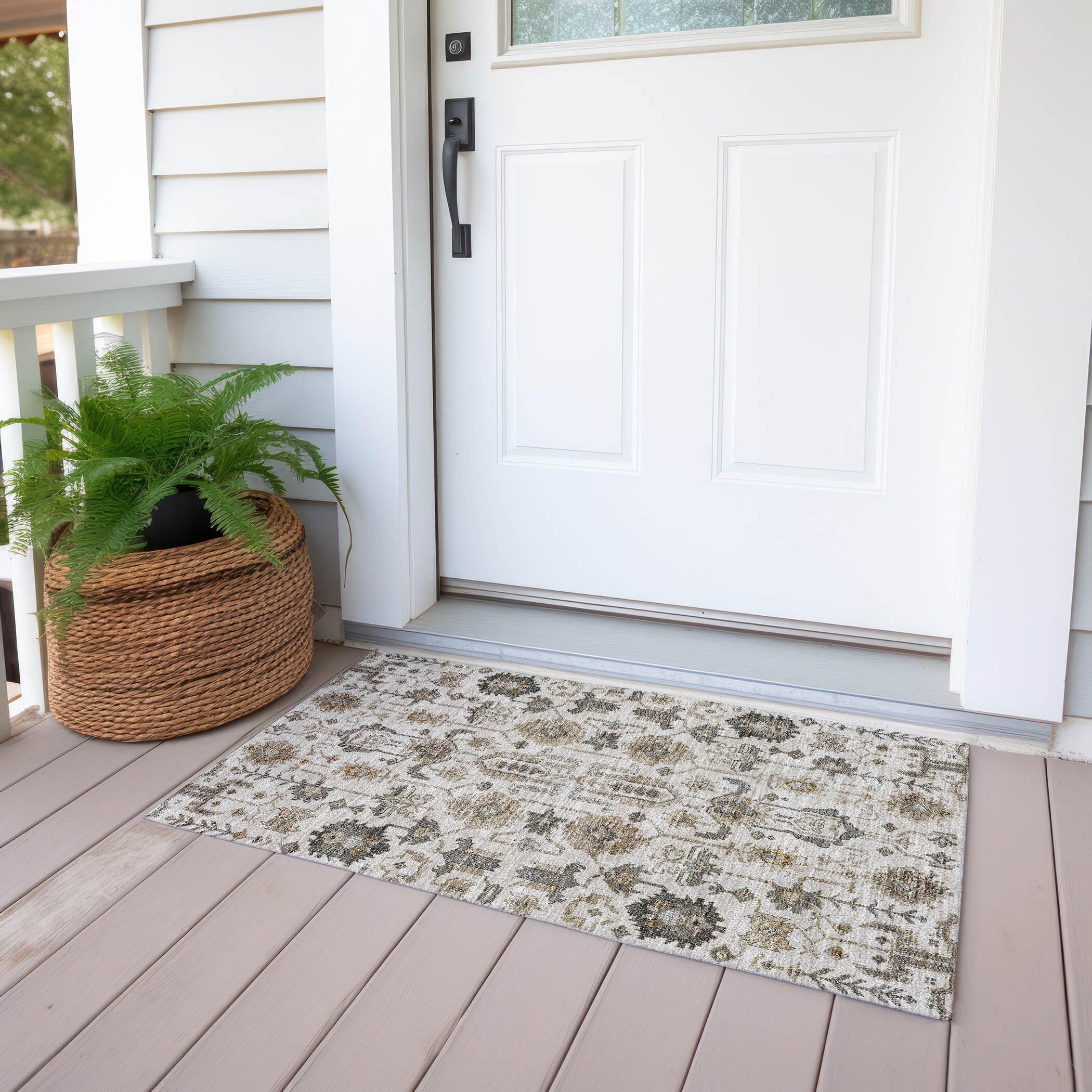 Addison Rugs Chantille Indoor/Outdoor Traditional Oriental Ivory Washable Rectangle Rug, 1'8" x 2'6"