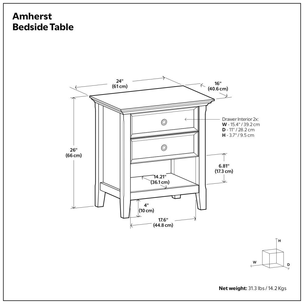 Simpli Home Amherst 24'' W Solid Wood Nightstand