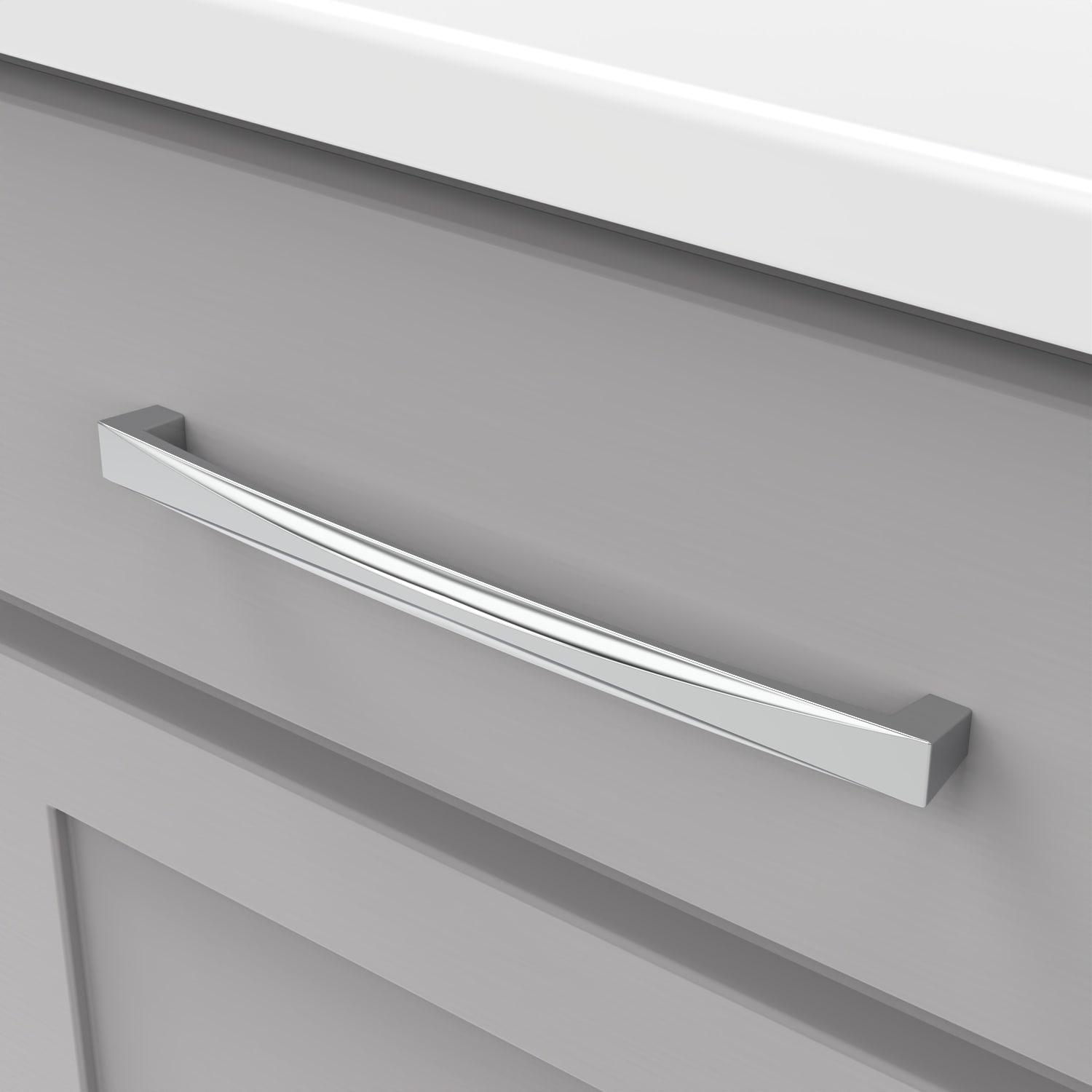 Chrome Modern Bar Handle with Mounting Hardware