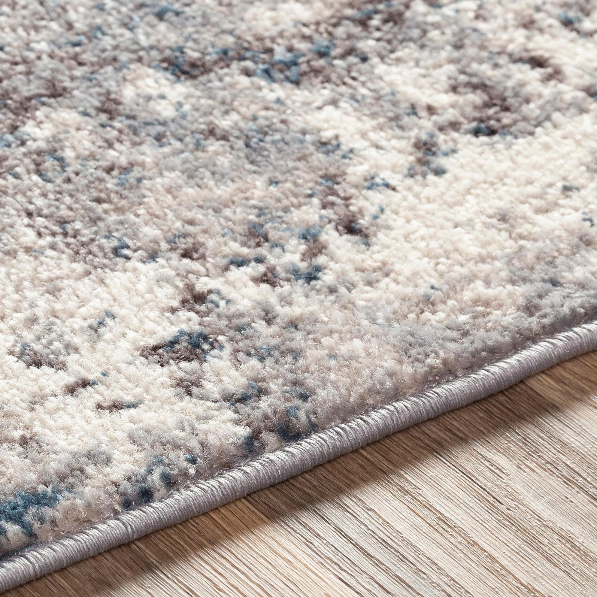 Reversible Gray Synthetic 7'10" x 10'3" Easy Care Area Rug
