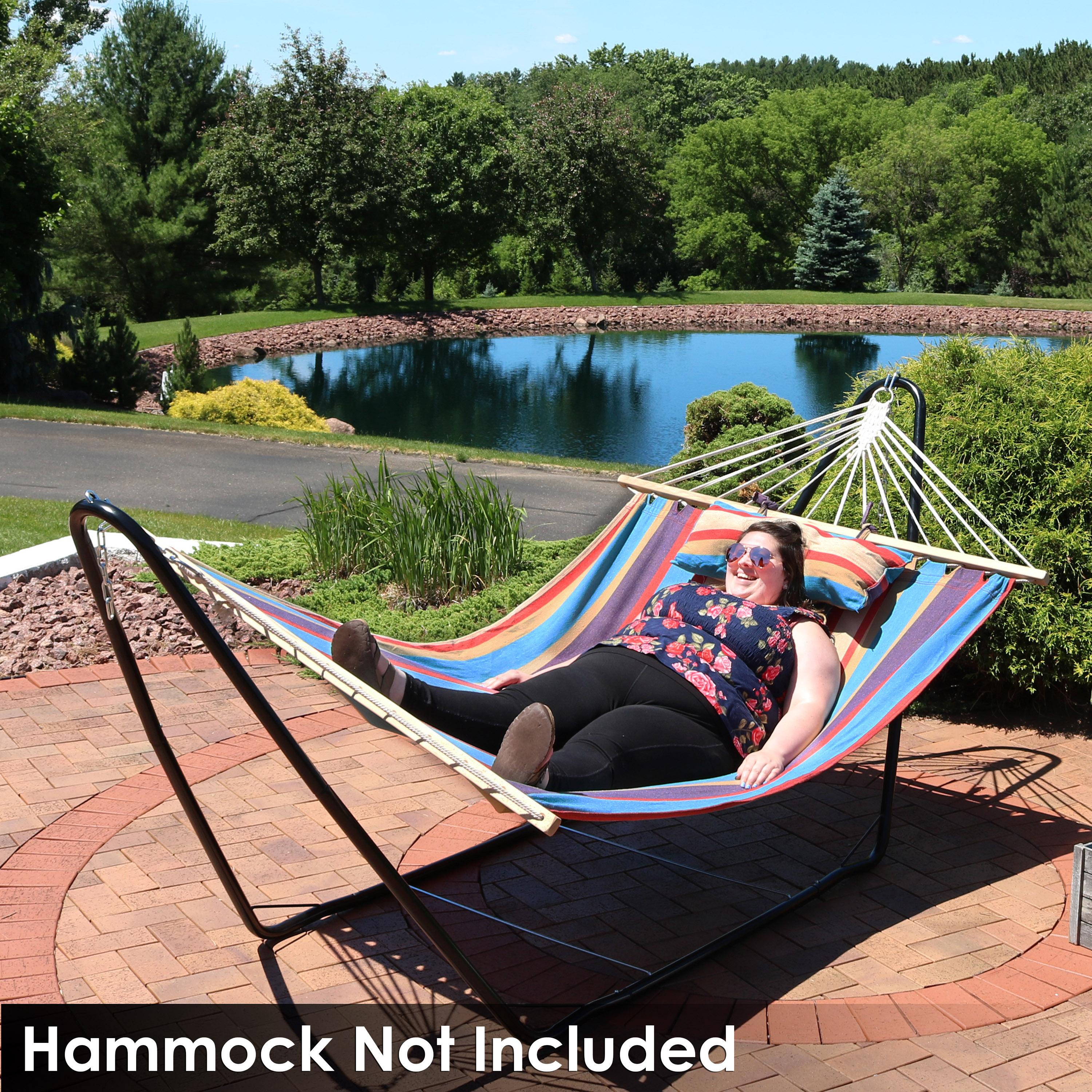 Sunnydaze Portable Heavy-Duty Steel Hammock Stand Only for Camping and Spreader Bar Styles - 330 lb Capacity/10' Stand - Black