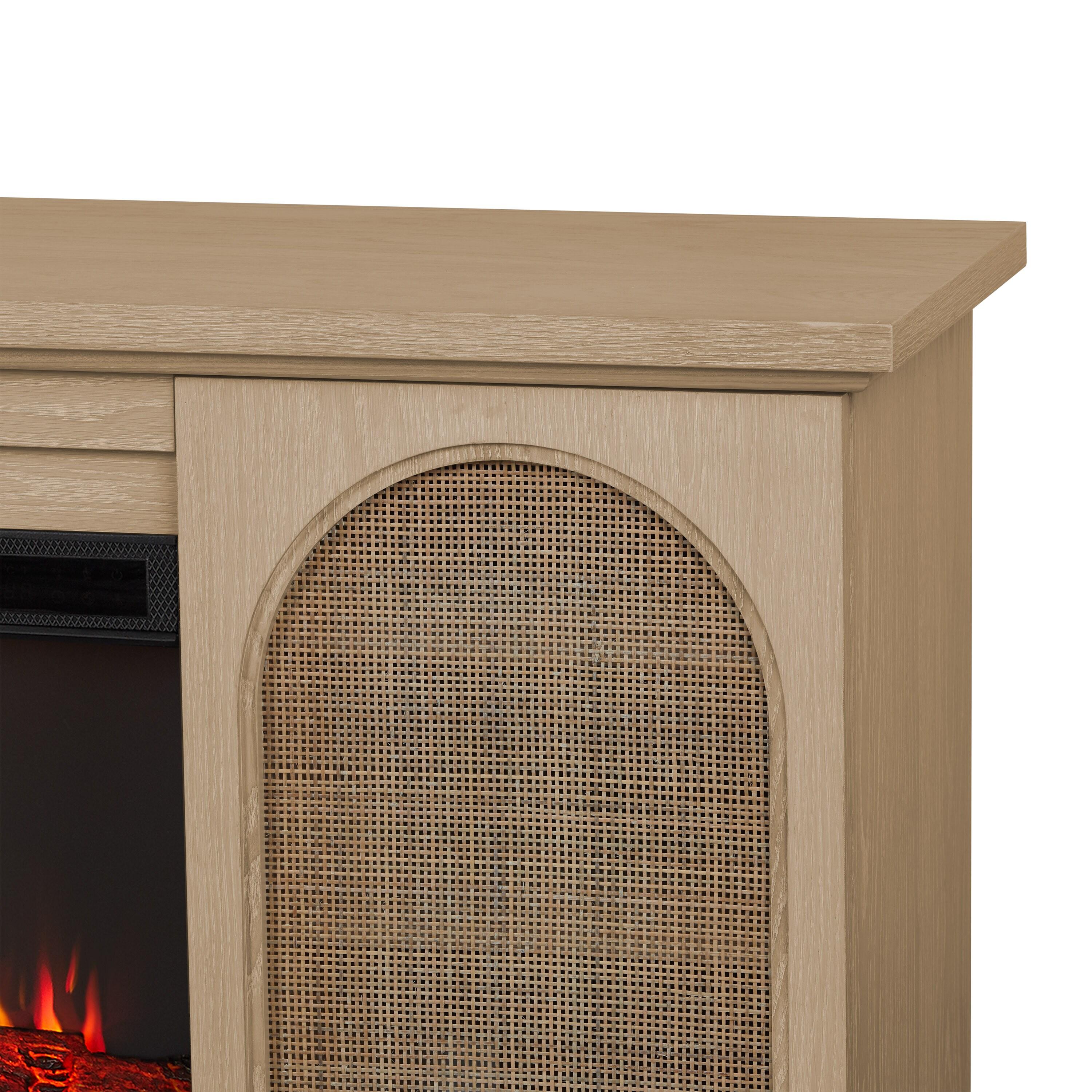 Dahlia 76" Landscape Electric Fireplace Tv Stand In White Oak