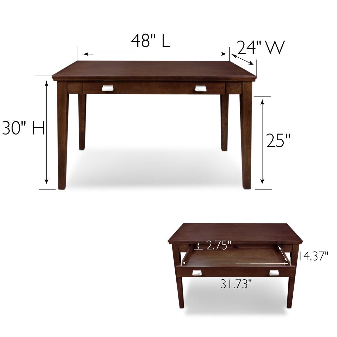 Chocolate Cherry Wood Writing Desk with Drawer and Keyboard Tray
