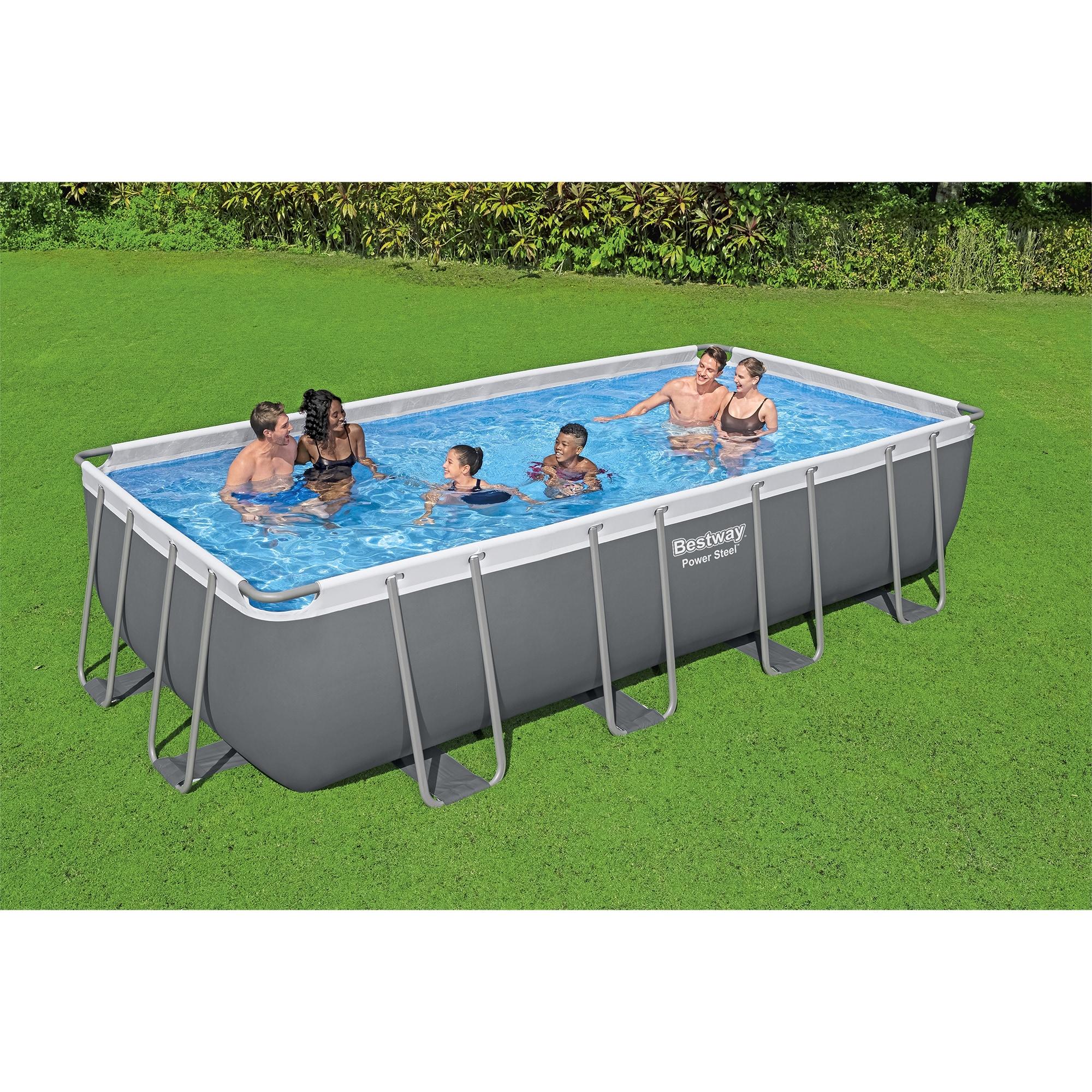 Bestway Power Steel 18' x 9' x 48" Rectangular Above Ground Pool Set