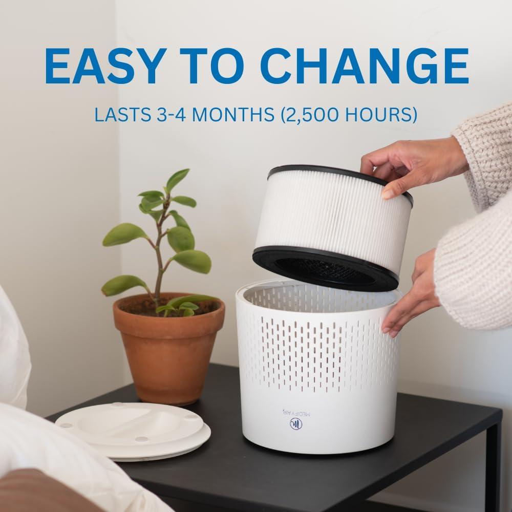 Medify Air White MA-12 PRO Air Purifier w/ HEPA Filters I Smoke Dust Pet Odors I 3 in 1 with Pre-filter HEPA H14 & Activated Carbon I Removal of 0.1 to 0.3 microns I 405 Sq ft Coverage I 1-Pack