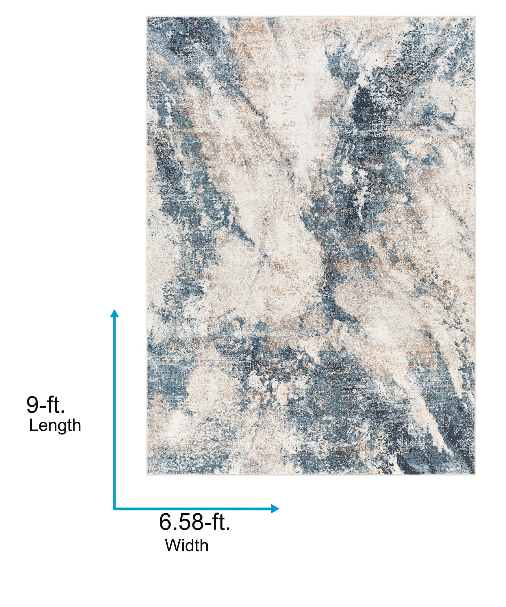 Gray Rectangular Polyester Stain-Resistant Medium Pile Rug
